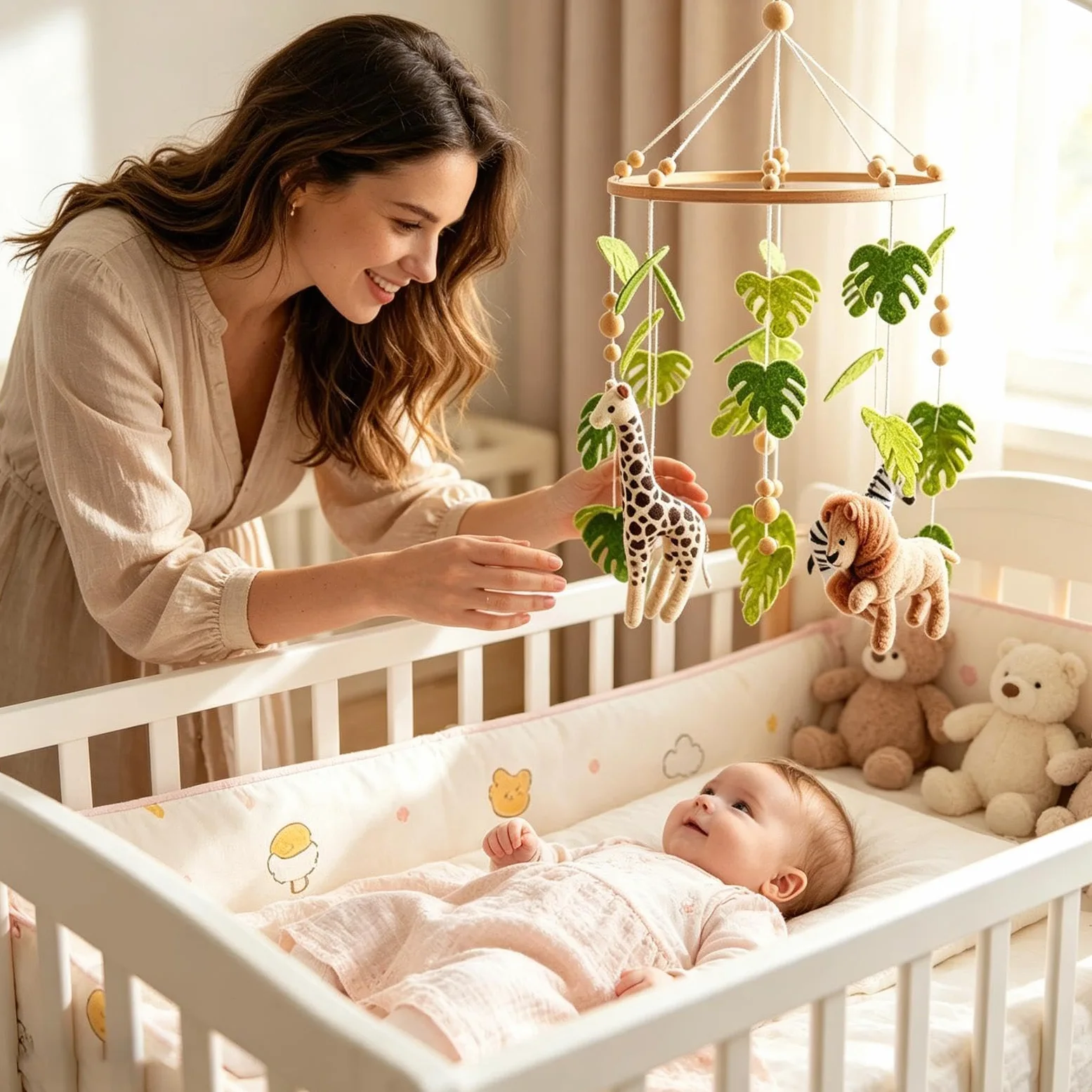 Mobile per culla, giocattolo sensoriale per lo sviluppo di animali | Campana calmante per lettino, casa, appartamento, camera da letto, soggiorno, sala giochi, asilo, dormire