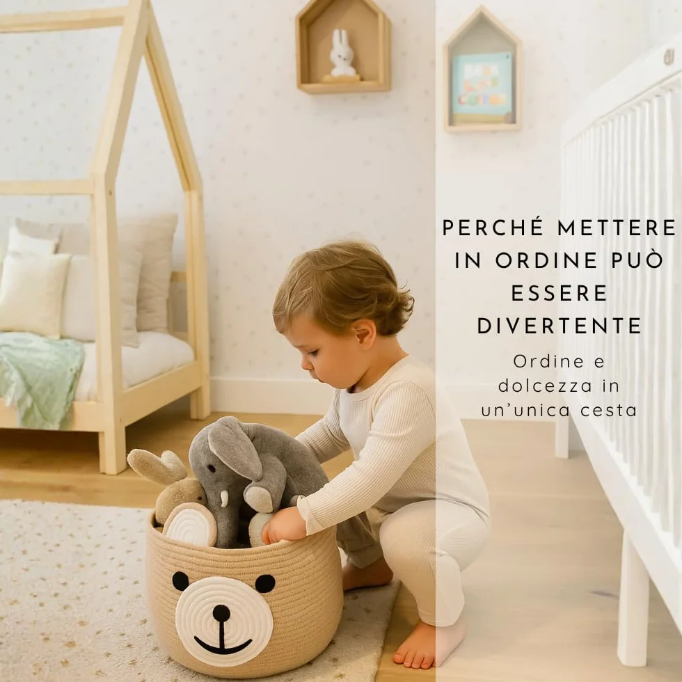 BELMIN Cesta Giochi Bambini Ø35cm – Cesto Portaoggetti Capiente e Stabile, Perfetto come Porta Peluche e Contenitore per la Cameretta