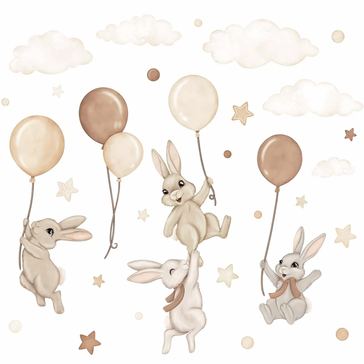 Adesivo da parete per cameretta dei bambini - Adesivo da parete per cameretta dei bambini - Non tossico, sicuro, potente - 29 pezzi adesivi - Marrone, Beige