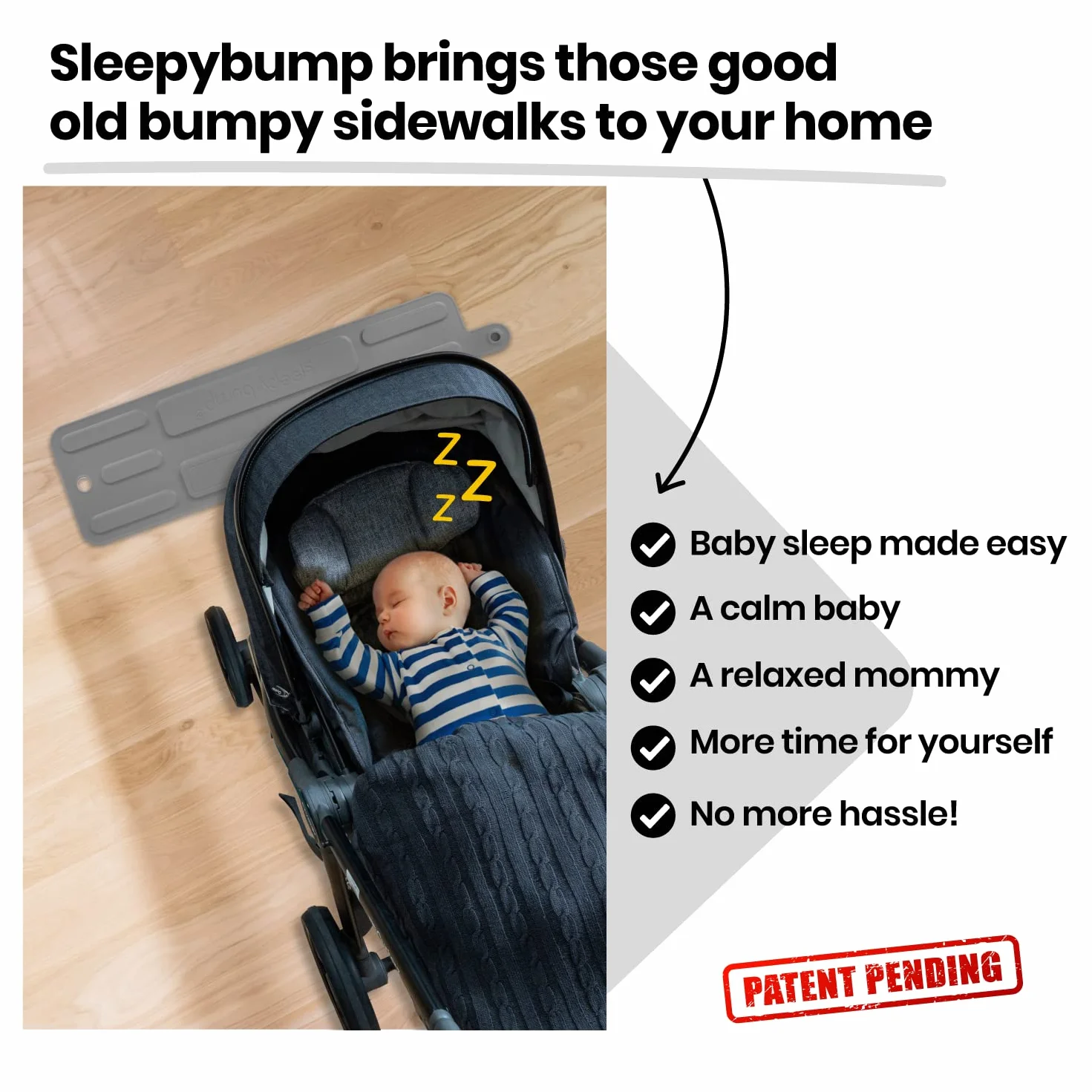 Sleepybump - Passeggino a dondolo per neonati, neonati o neonati, per dormire in pochissimo tempo. Tappetino pieghevole e portatile, ideale per qualsiasi passeggino ovunque, in qualsiasi momento, per
