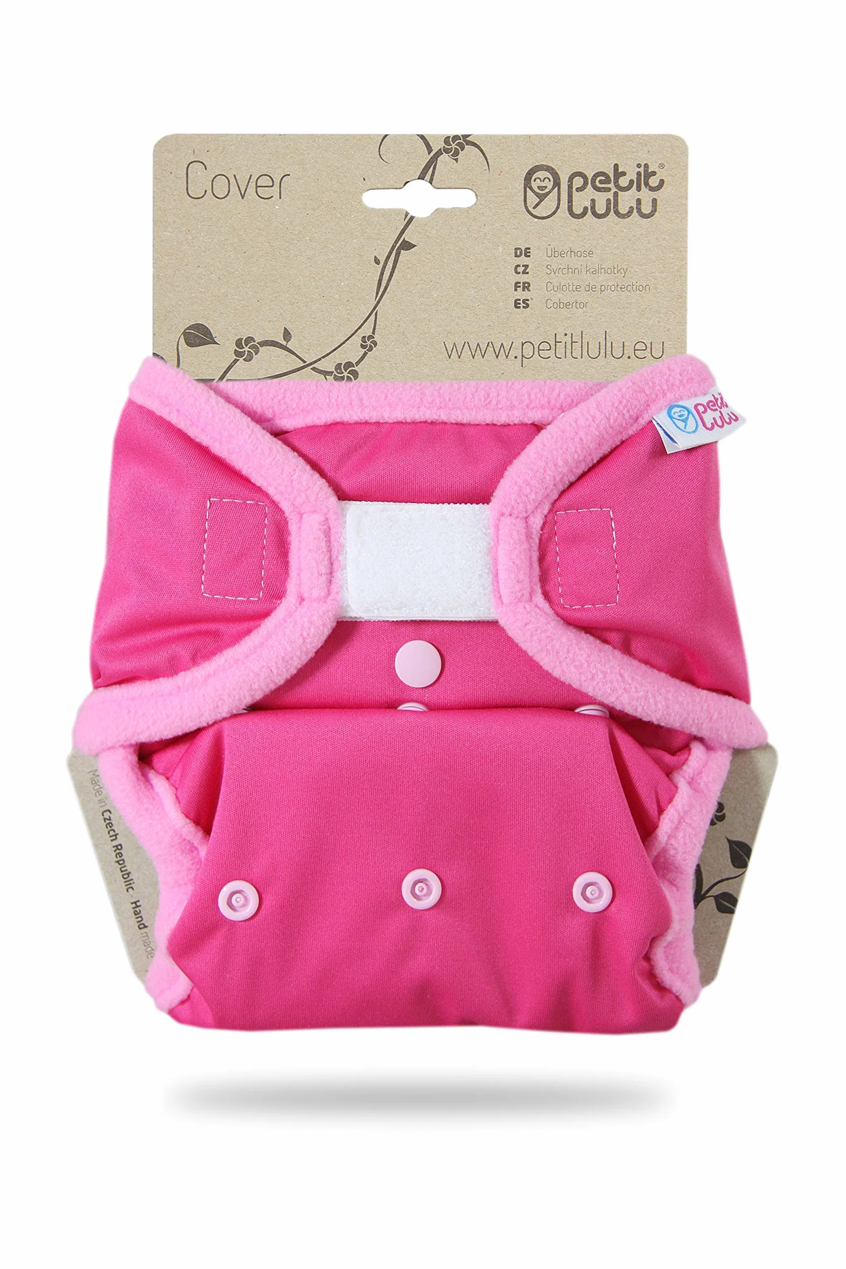 Cover Petit Lulu | Taglia unica | Hook & Loop | Pannolini lavabili | | Pannolino di stoffa | Prodotto in Europa (Pink)