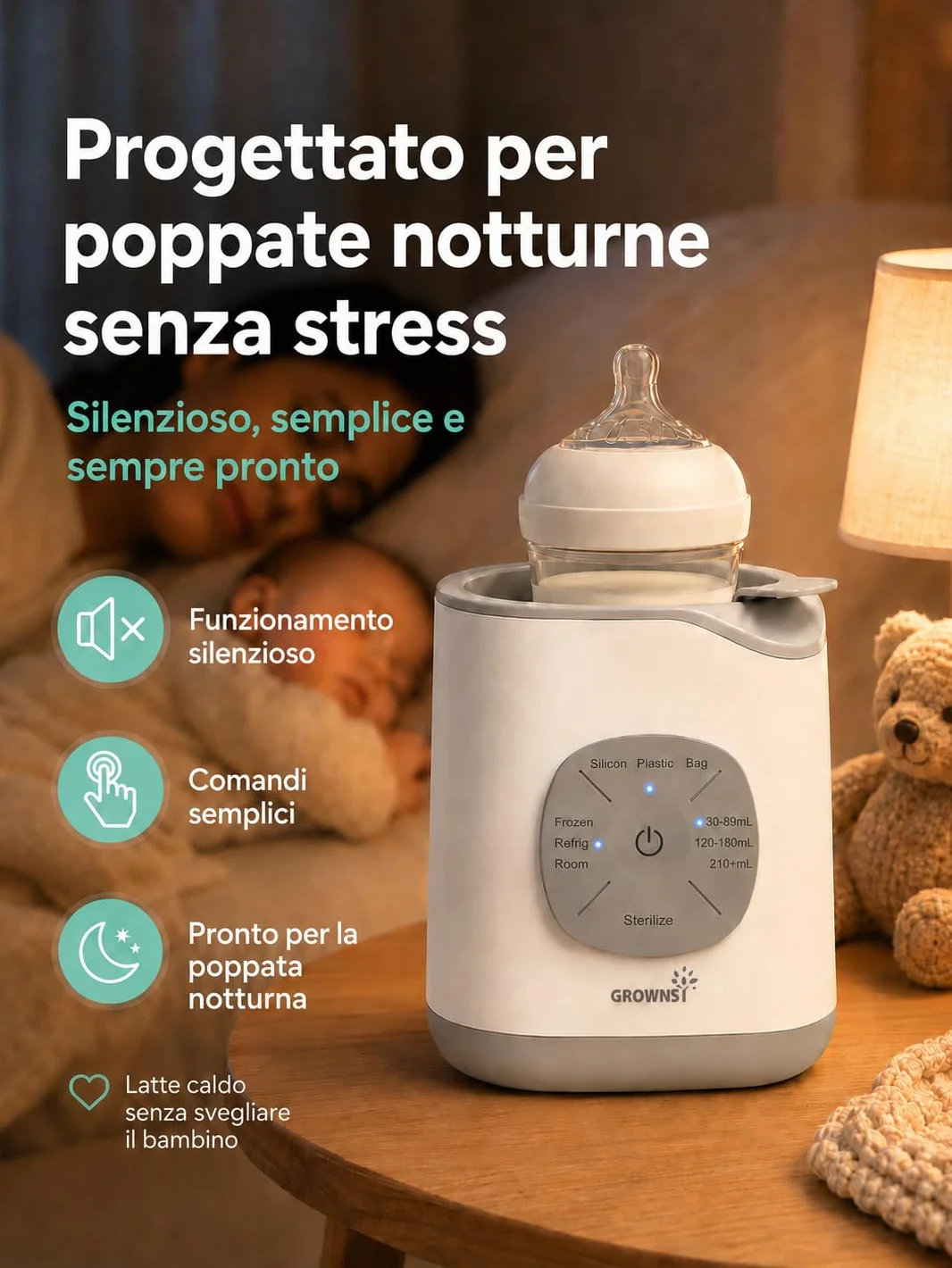 Scaldabiberon per bambini, riscaldamento rapido e caldo, sbrinamento, senza BPA, per bottiglie e alimenti per bambini 10 in 1, sterilizzatore per biberon controllo preciso della temperatura