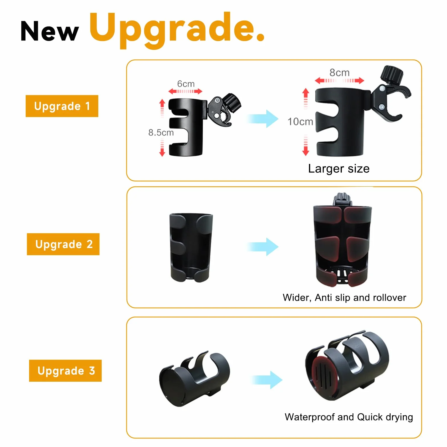 Portabicchieri per Passeggino Universale, Vihir Accessori Passeggino, Portabibite con Rotazione di 360 gradi per passeggino, bicicletta, monopattino e sedie a rotelle