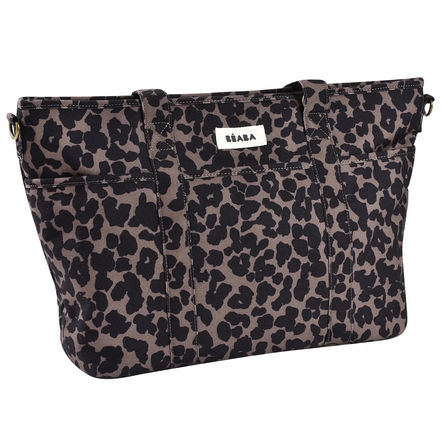 BÉABA Borsa Fasciatoio Bebè Madrid 22L – Borsa Pannolini Tipo Tote, Unisex Mamma e Papà, 11 Tasche, Tasca Termica, Aggancio Passeggino, Fasciatoio Imbottito – Leopardo