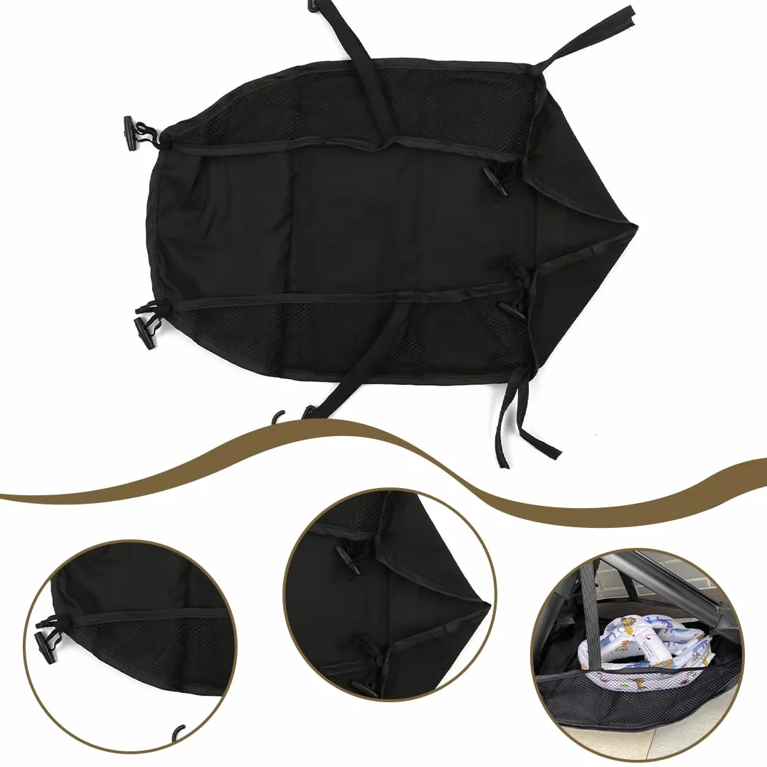 Cestino per passeggino, Resistente alla Polvere, per Passeggino, Fondo da Appendere al Fondo del Passeggino, borsa portaoggetti universale per riporre i prodotti del bambino, Nero