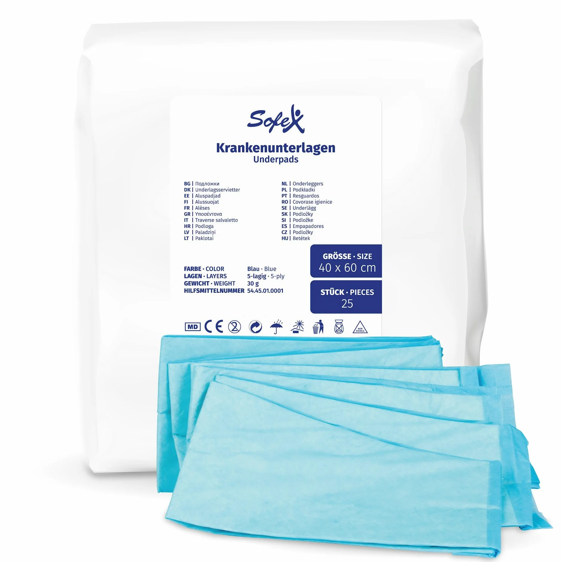 Sofex Traversine Assorbenti Usa e Getta 40×60 cm, 50 Pezzi – 5 Strati, Impermeabili e ad Alta Assorbenza, Protezione per Letto e Assistenza in Caso di Incontinenza
