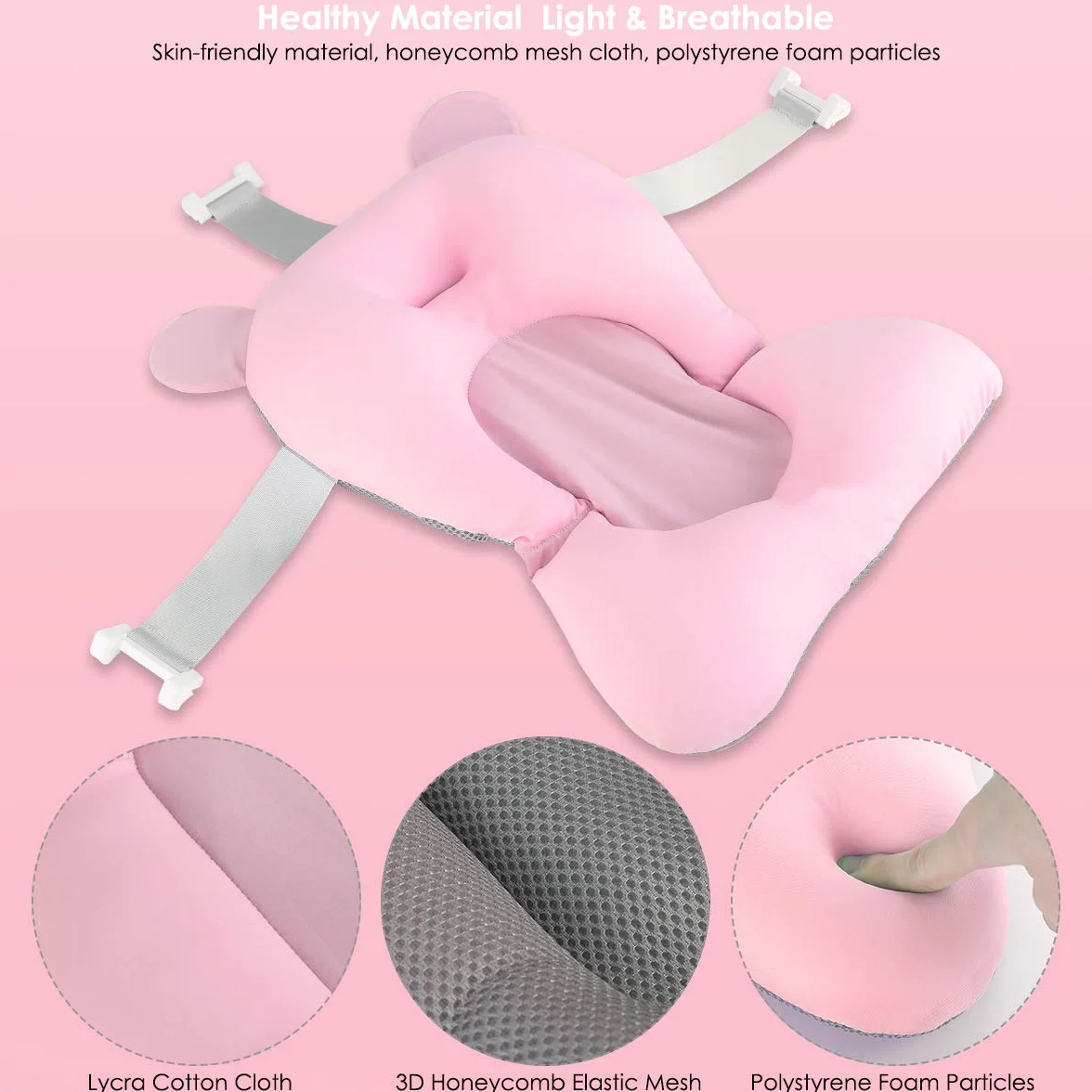 Josopa Imbottitura per Vasca da Bagno per Bambini e Neonati, Antisdrucciolo, Cuscino e Lettino Galleggiante per Baby Shower