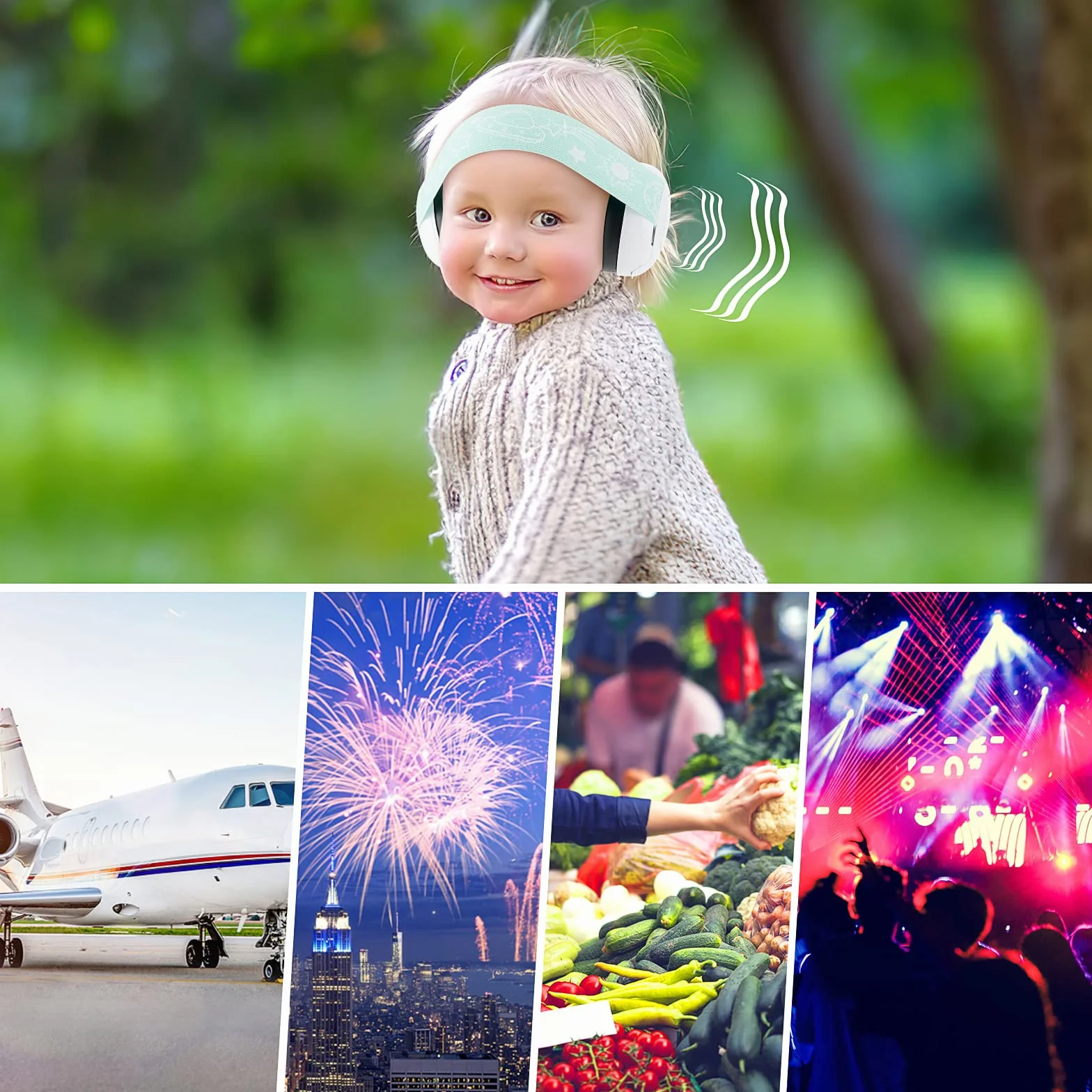 Baby Ear Defenders e protezioni, protezioni per le orecchie dei bambini con morbido cuscino regolabile paraorecchie a cancellazione di rumore per bambini compresa tra 3 mesi e 2 anni 25dB NNR
