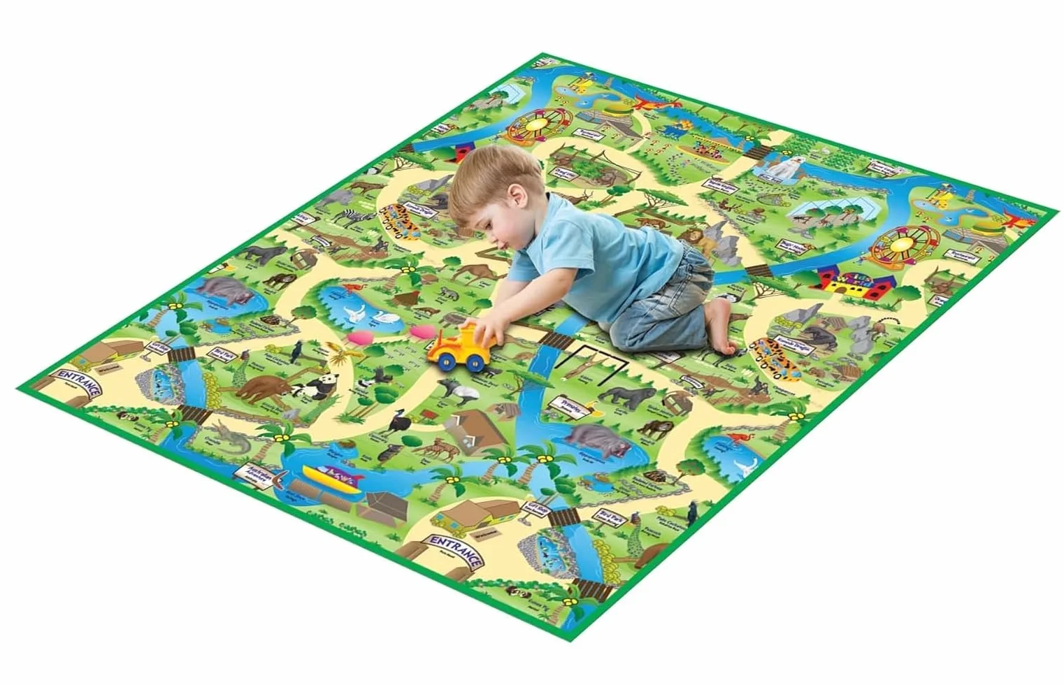 Generico Tappetino da Gioco Grande 120 x 100 cm Rivestito in PVC e Resistente ai Graffi per Uso Esterno Tappeto Cameretta Bambini Tappeto da Gioco per Bambini Tappetino Neonato Gattonamento (ANIMALI)