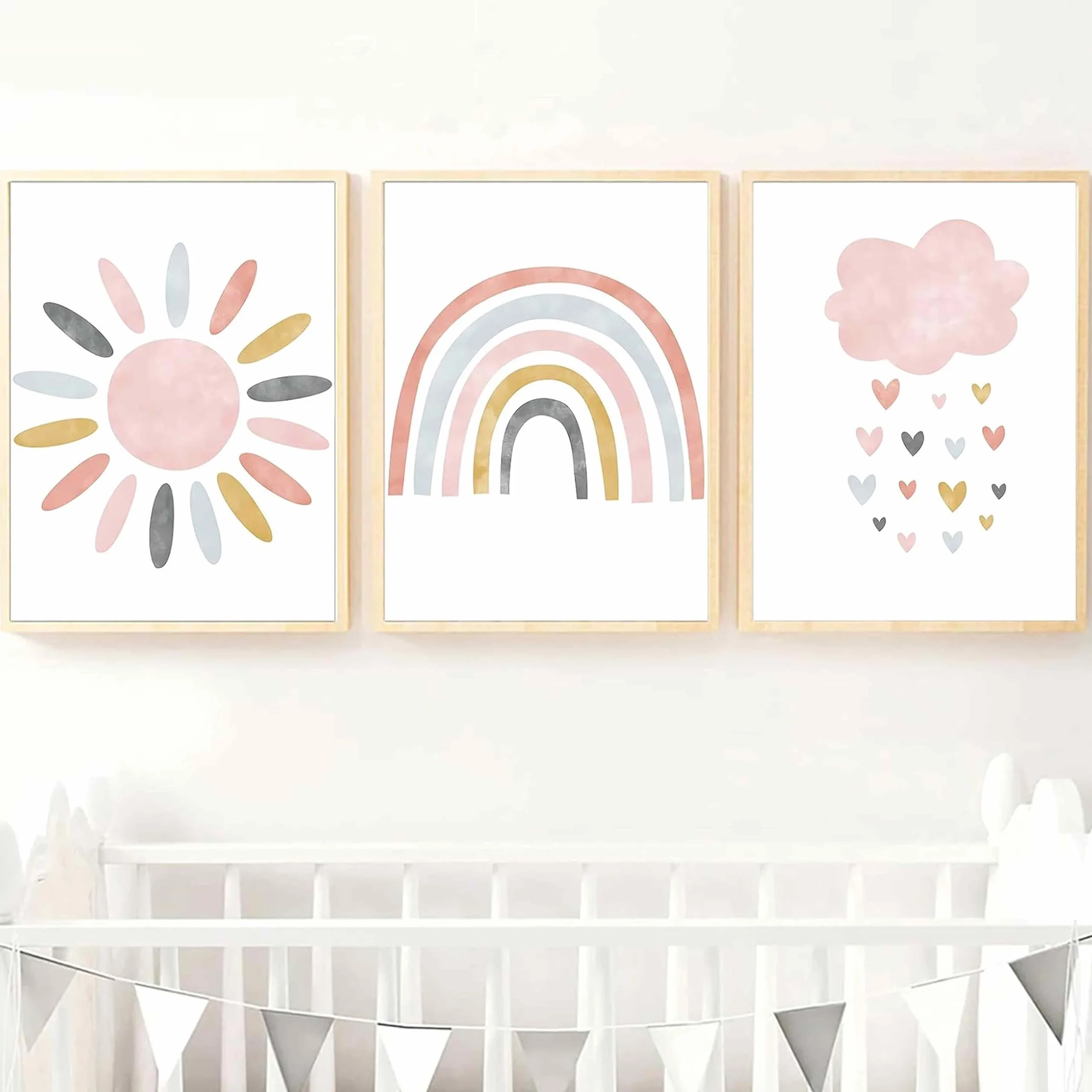 Set di 3 poster arcobaleno，Quadri Cameretta Bambino Poster Cameretta，decorazione per la cameretta dei bambini，formato A4
