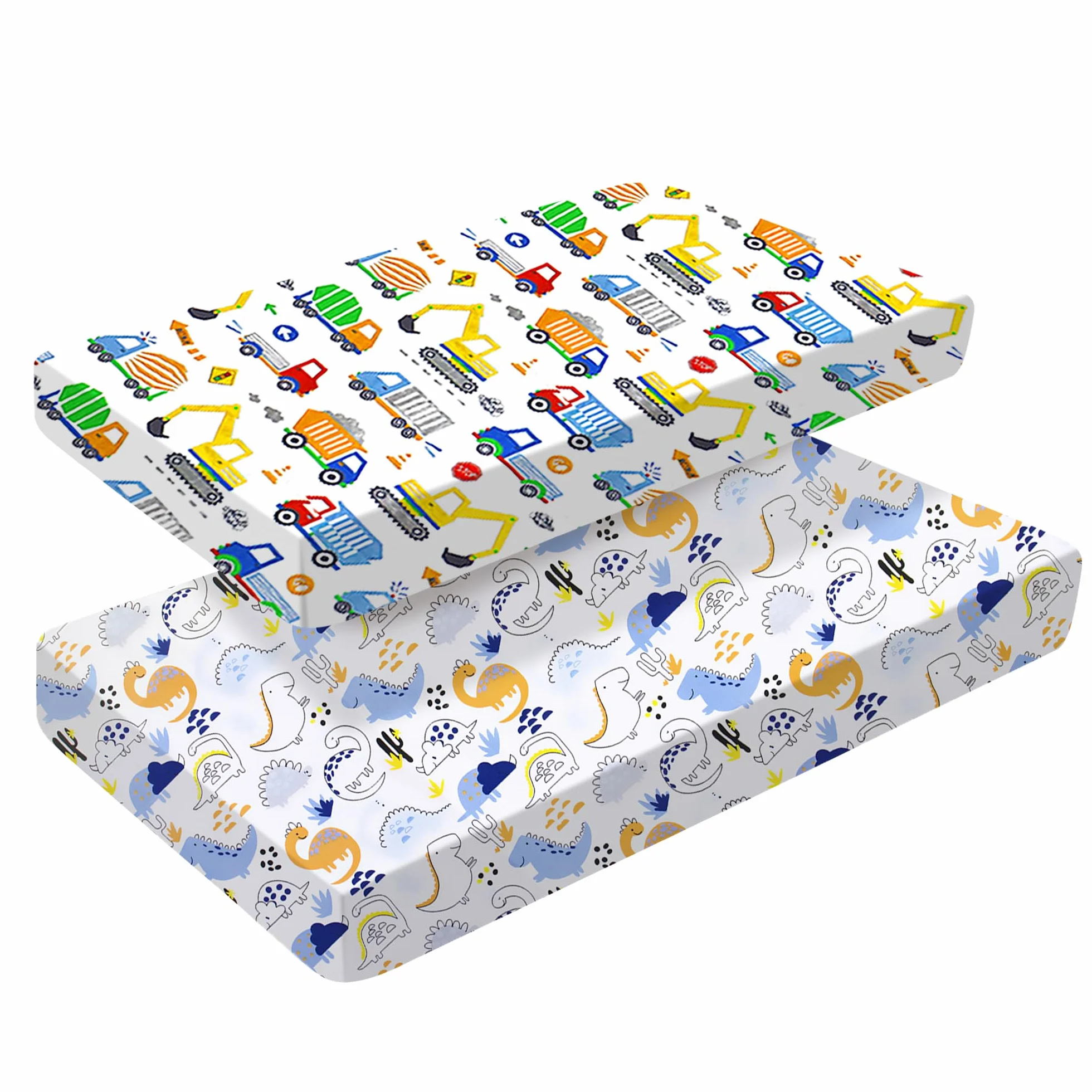 Confezione da 2 lenzuola con angoli per lettino 140 x 70 cm per bambine e bambini | Biancheria da letto per lettino | Facile cura, cotone morbido e resistente, lenzuola per culla con motivo unico auto