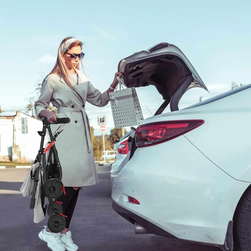 OHMG Passeggino Leggero e Compatto,Passeggini compatti Confortevole,Passeggino Sport Per Bambin,Pieghevole,25kg,Chiusura una Mano,UPF 50+,Zanzariere,Cinture di sicurezza a 5 punti