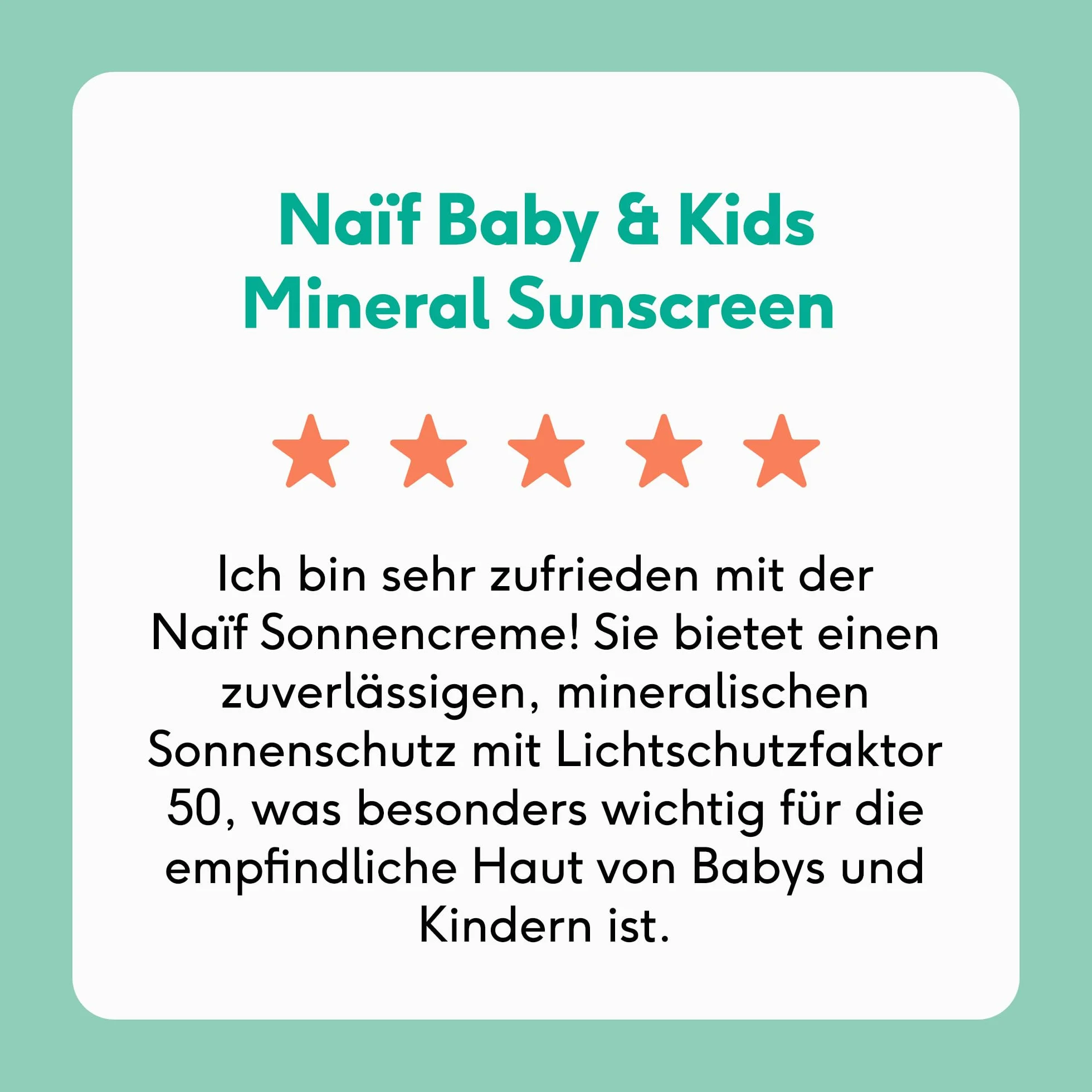 Naïf Crema solare minerale - per Neonati e Bambini - Protezione elevata - Resistente all'acqua - Vegano - Senza profumo - SPF50-100ml