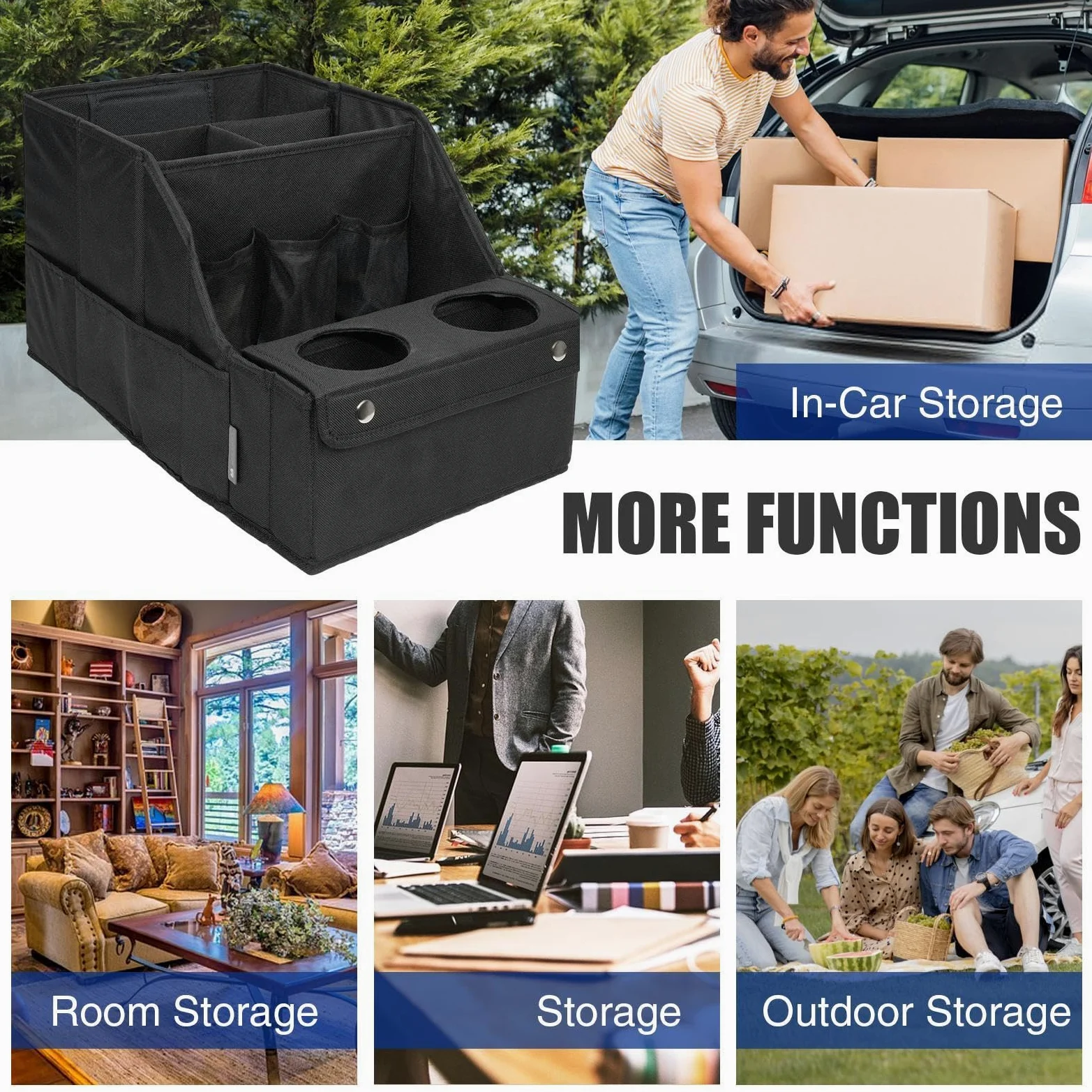 Organizzatore per seggiolino auto – Organizer per schienale per seggiolino | auto, organizzatore di sedili multi-compartimento | Organizzatore per sedile posteriore auto con 4 scomparti