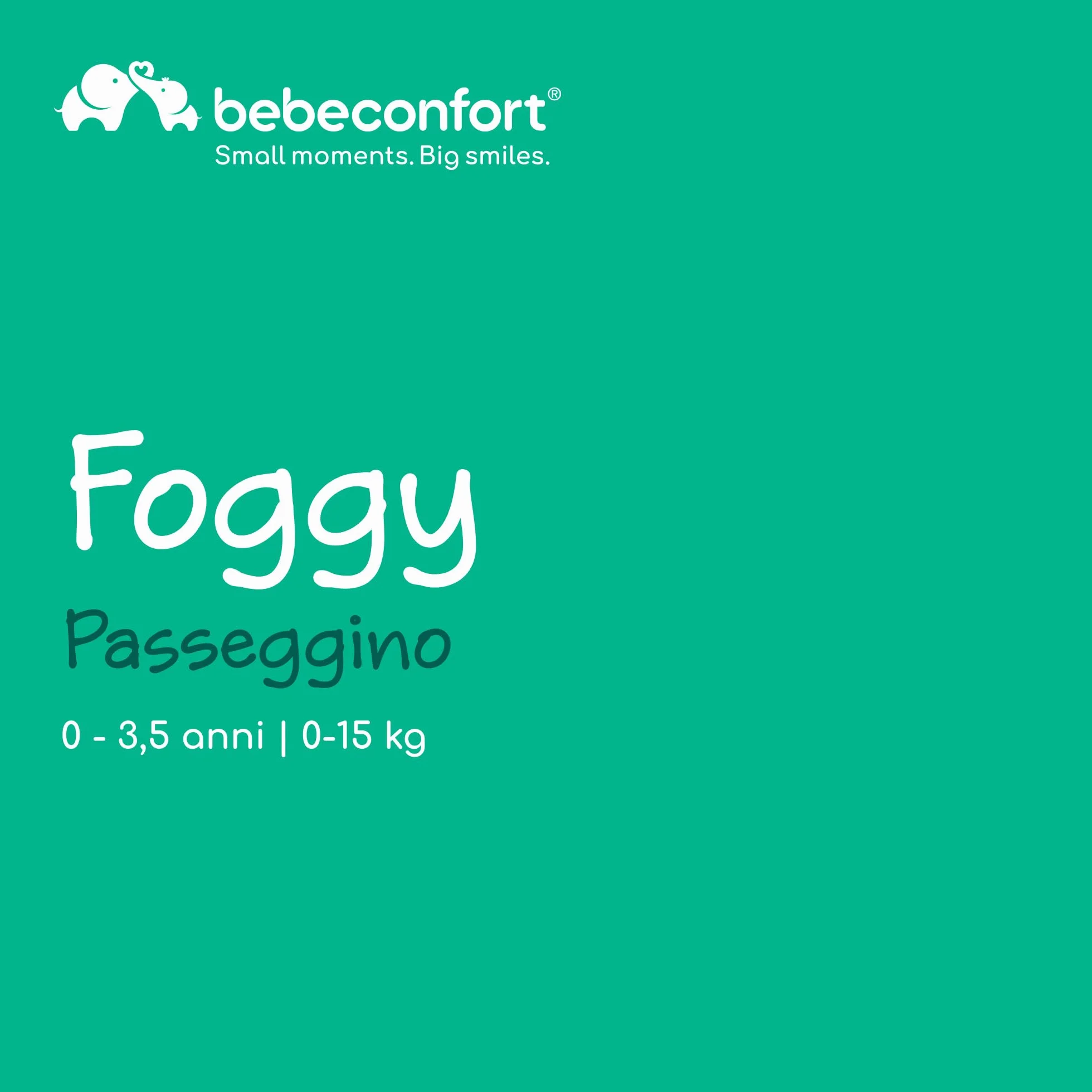 Bebeconfort Foggy, passeggino, da 0 a 3,5 anni, fino a 15 kg, passeggino portatile e leggero, con posizione sdraiata per neonati, compatto quando chiuso, corrimano articolato, Tinted Stone