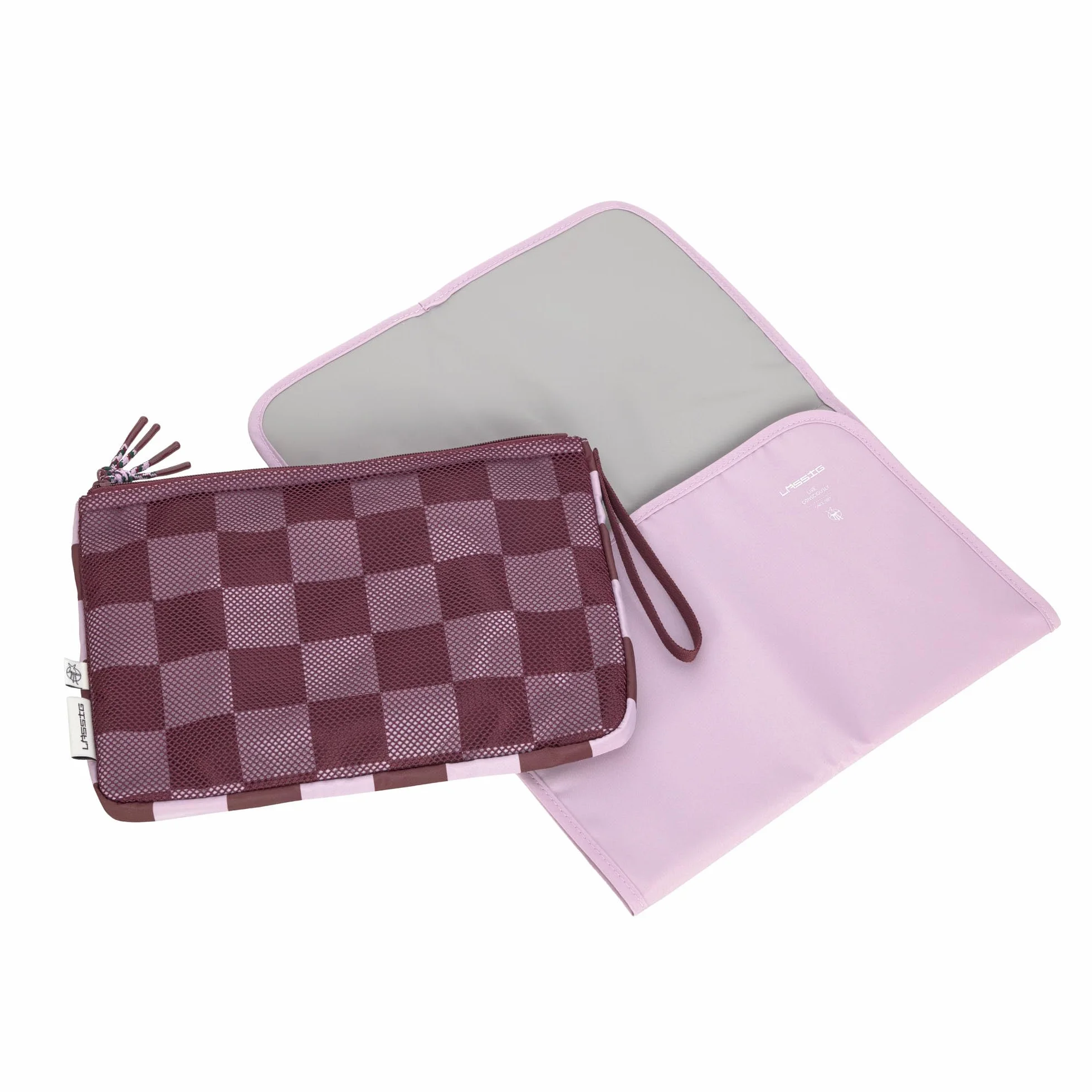 LÄSSIG Borsa per pannolini con fasciatoio per i bambini in movimento/Casual Changing Organizer deep red/lavender