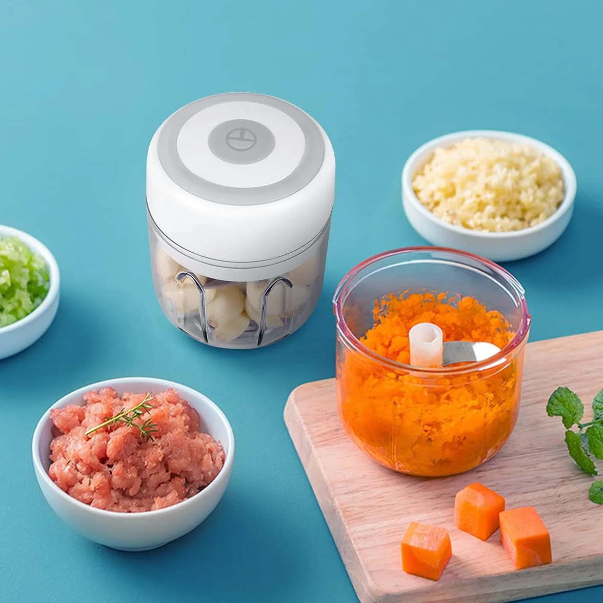 Tritacarne elettrico portatile senza fili robot da cucina con ricarica USB per tritacarne cipolle verdure per condimenti per bambini noci pepe