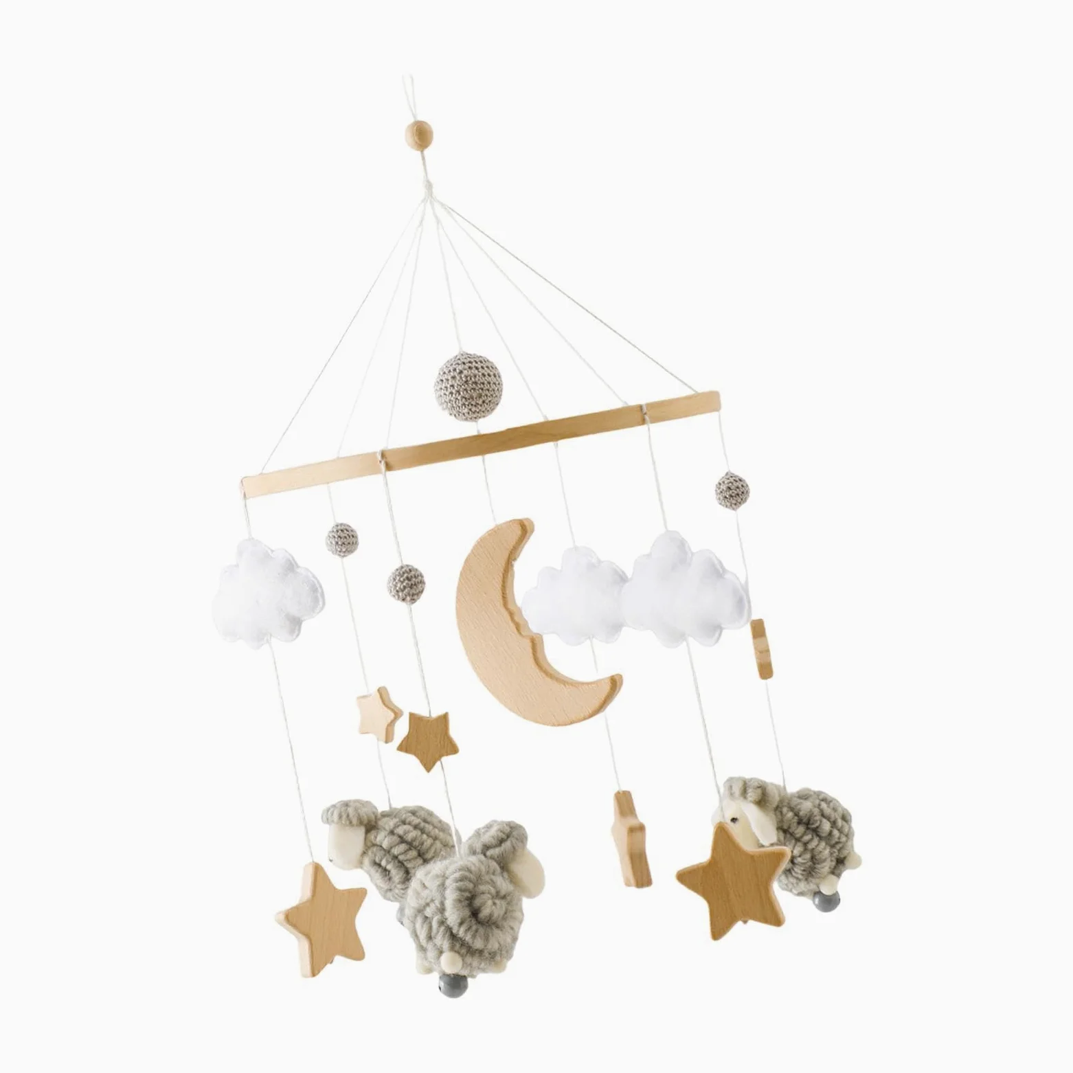 Almencla Giostrina per Culla, Sonagli per Neonati, Decorazioni per, Ornamenti in Feltro, Decorazione Da Appendere, Campanellino, grigio