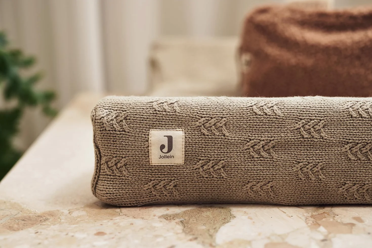 Jollein - Coprimaterasso fasciatoio 50 x 70 cm, grana Knit Olive Green