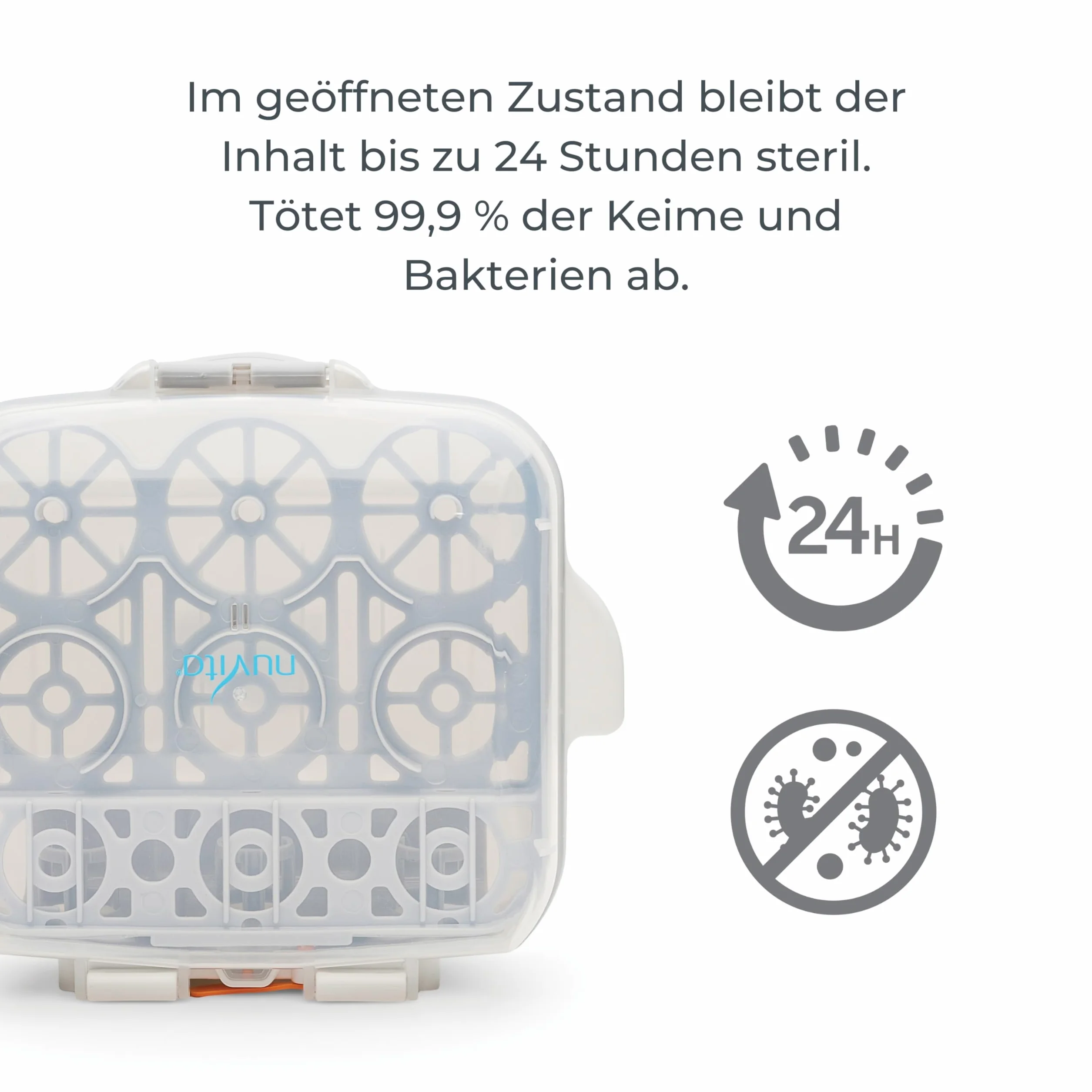 Nuvita 1085 Sterilizzatore a Vapore Microonde – Per biberon, ciucci ed accessori - Sterilizza fino a 3 biberon in 2 minuti – Compatto e portatile - Senza BPA nè Ftalati - Marchio EU