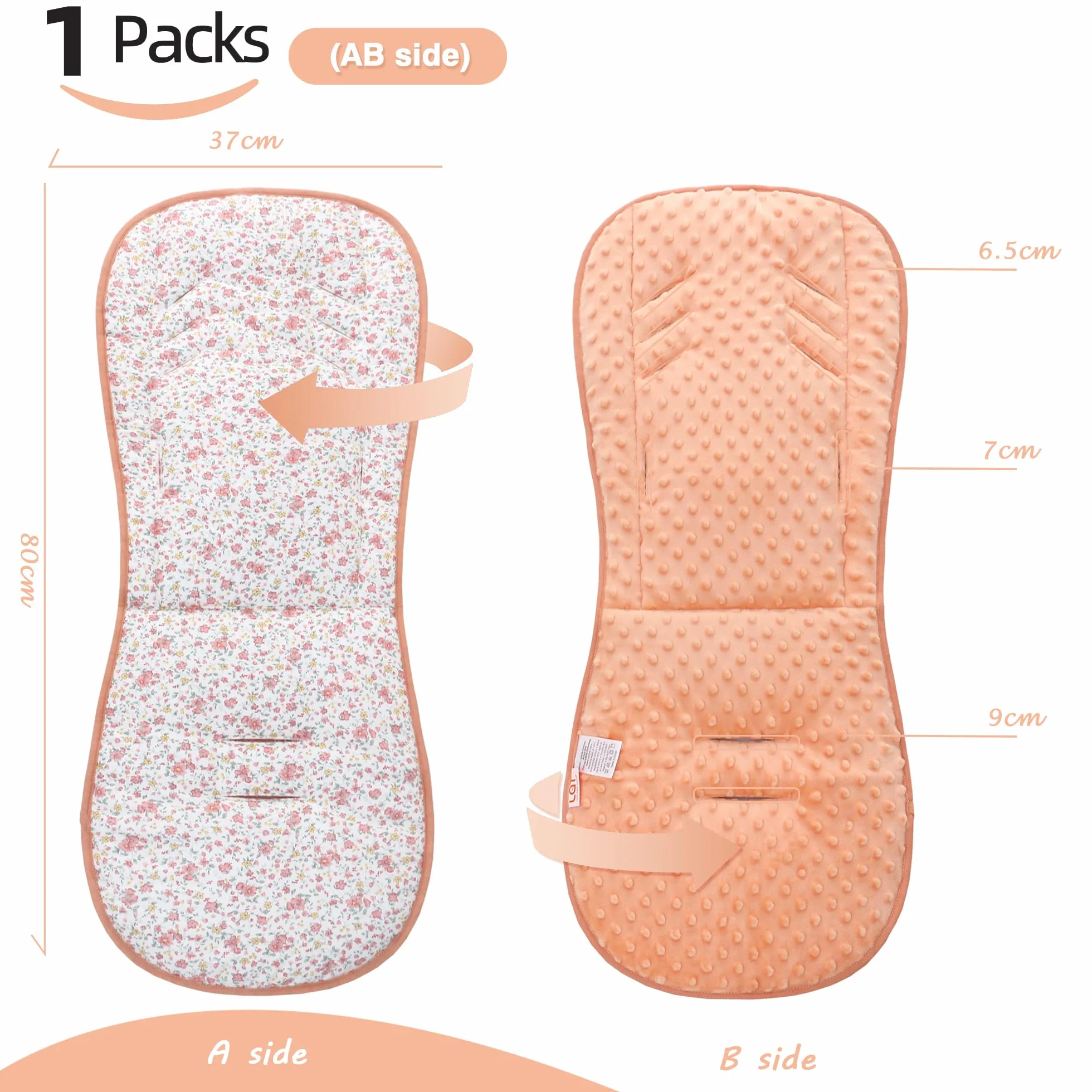 Copriseduta Passeggino Universale, Materassino per Passeggino Universale, Design Reversibile, Morbido e Traspirante Coprisedile per Passeggini, Seggiolini Auto, Culle e Seggioloni (Stampa Floreale)