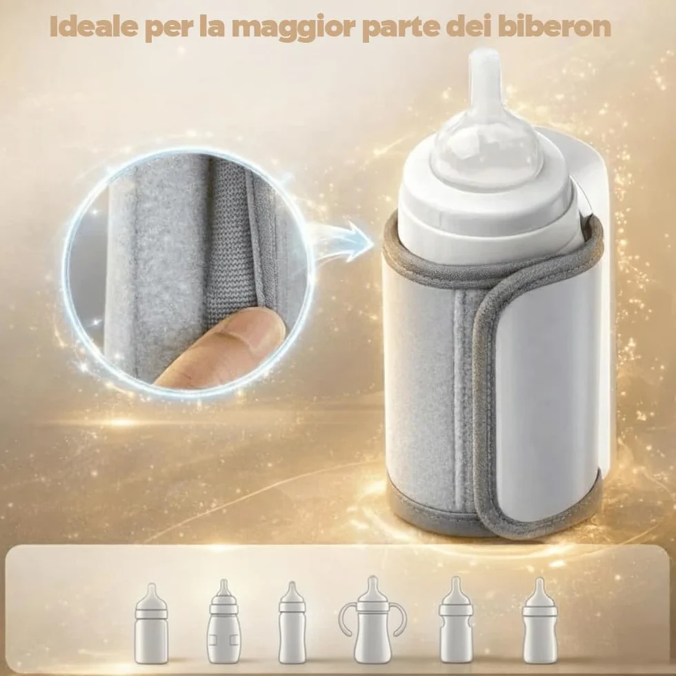 Mediawave Store – Scaldabiberon Portatile USB con Batteria 2000mAh Schermo LED e Temperatura Regolabile Ricaricabile per Latte in Polvere e Materno senza fili