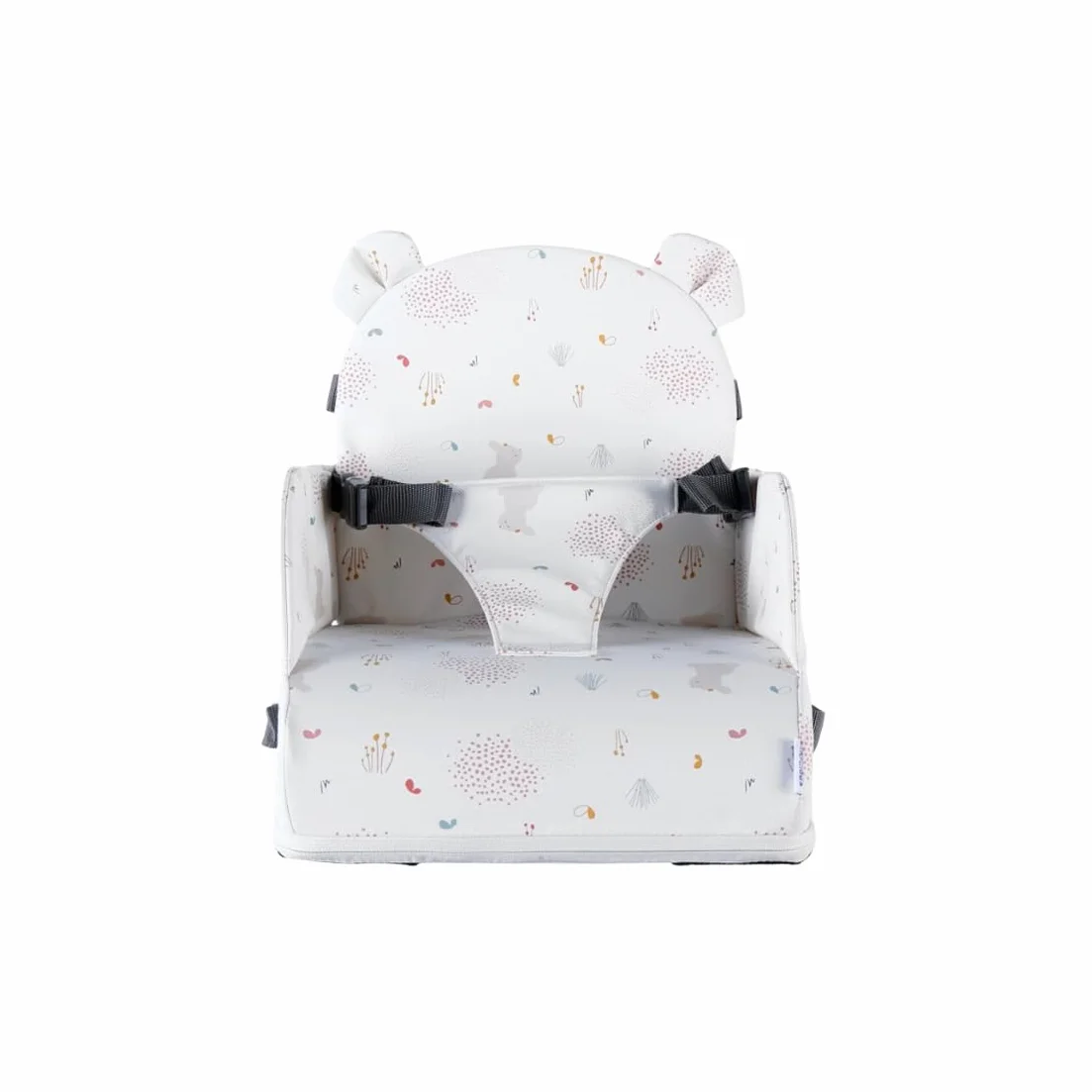 NOUKIE'S - Rialzo Rosa Bianco Bambino da 9 mesi a 3 anni Sedia per Bambini con Schienale e Cuscino- Leggero, Pieghevole e Nomade - Imbracatura, Sicurezza - Impermeabile, sfoderabile e lavabile - Max