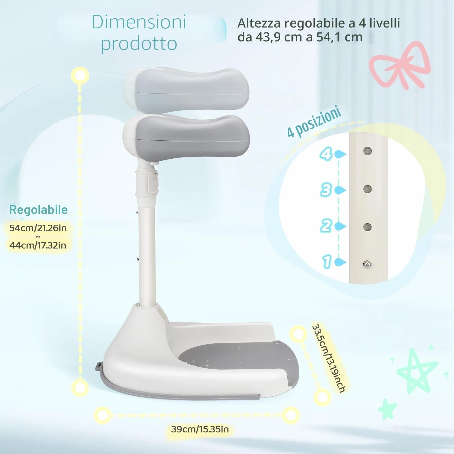 Supporto Doccia Bambini In Piedi,Altezza Regolabile,Con Base Antiscivolo,Supporto Doccia Bambini In Piedi Per 8 A 36 Mesi