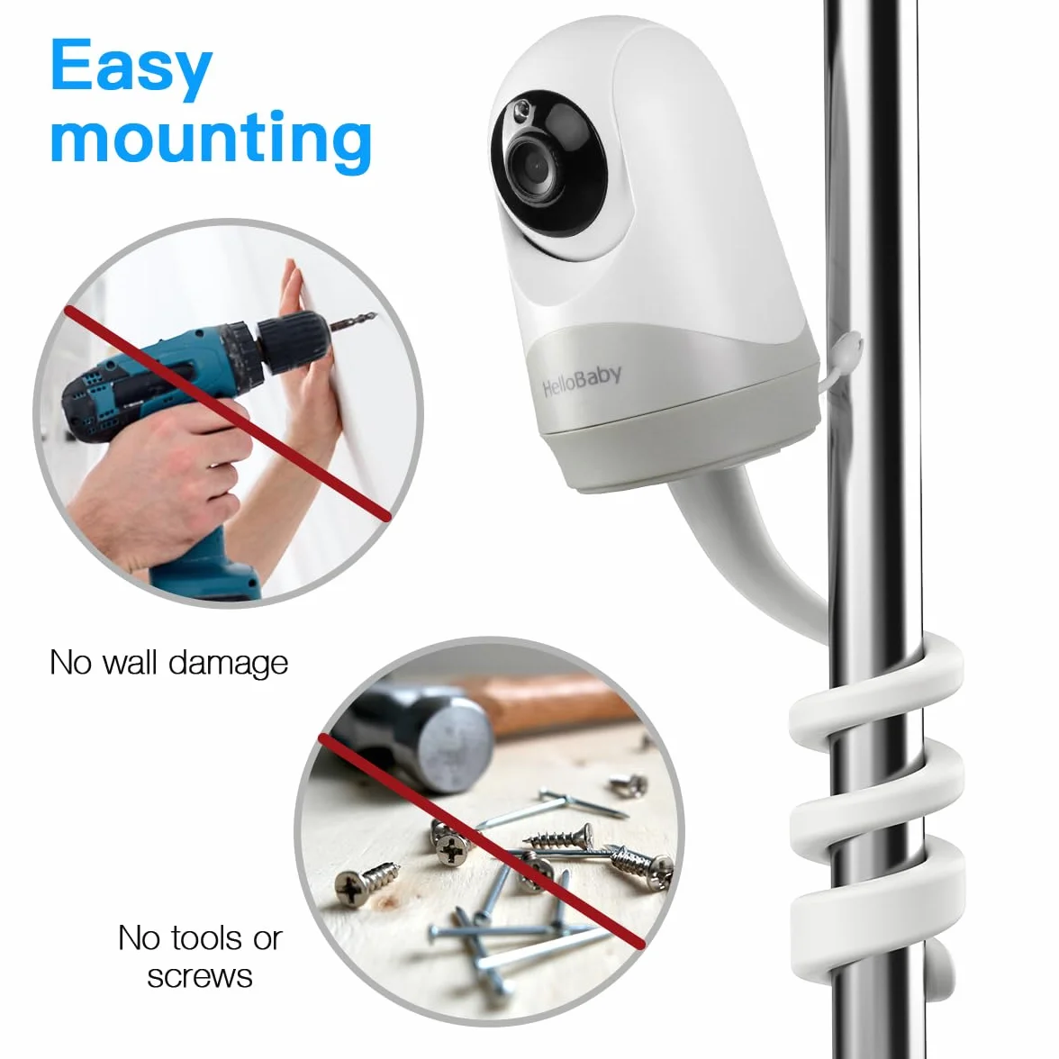 Supporto per baby monitor Hello Baby Video, supporto flessibile per baby monitor Baby Monitor Supporto per videocamera per lettino, compatibile con HelloBaby Monitor