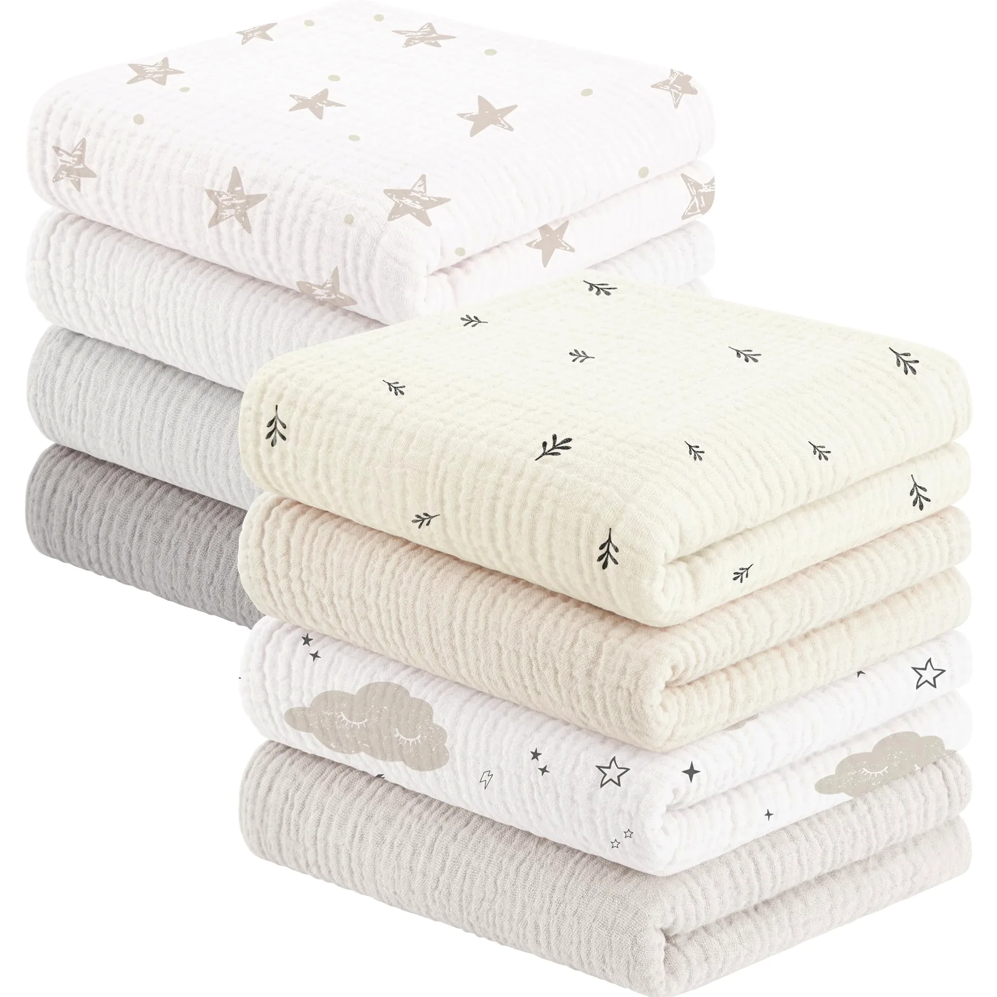 Susurration Salviette in Garza per Bambini Super Morbido Assorbente in Mussola a Grana Per Neonati, Unisex, per Bambine E Ragazzi 8 Pezzi, Set 60x60CM (Rosa-marrone)