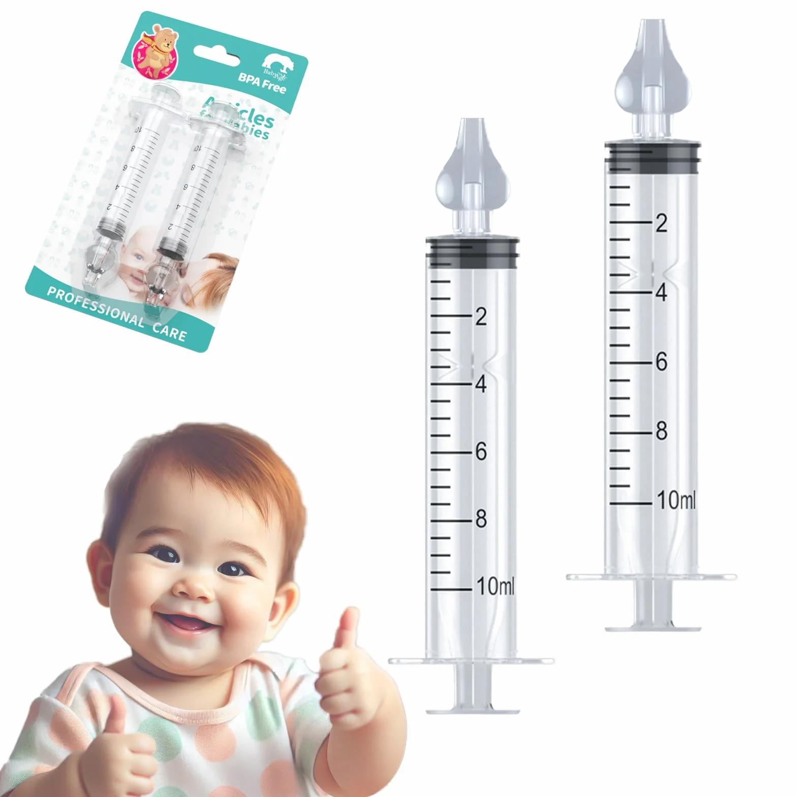 Siringa per Lavaggi Nasali Bambini ,2 pezzi Irrigatore Nasale 10ml, Siringhe Lavaggi Nasali con Punta in Silicone Morbido, Irrigazione Nasale Riutilizzabile Portatile Aspiratore Nasale