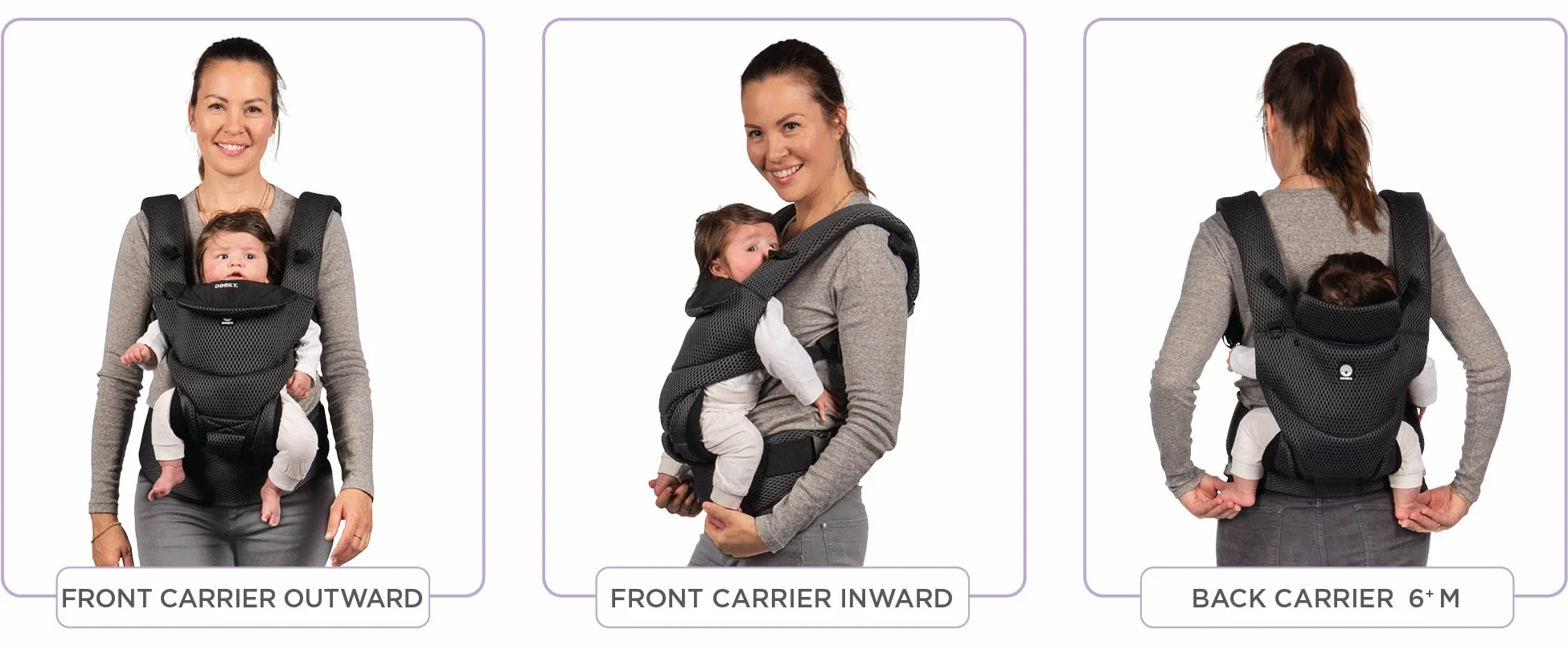 Dooky Carrier Urban Comfort, marsupio per neonati dalla nascita, marsupio ergonomico 0-3 anni, 3,5-15 kg, posizione M, 3 posizioni, regolabile, traspirante, colore: nero