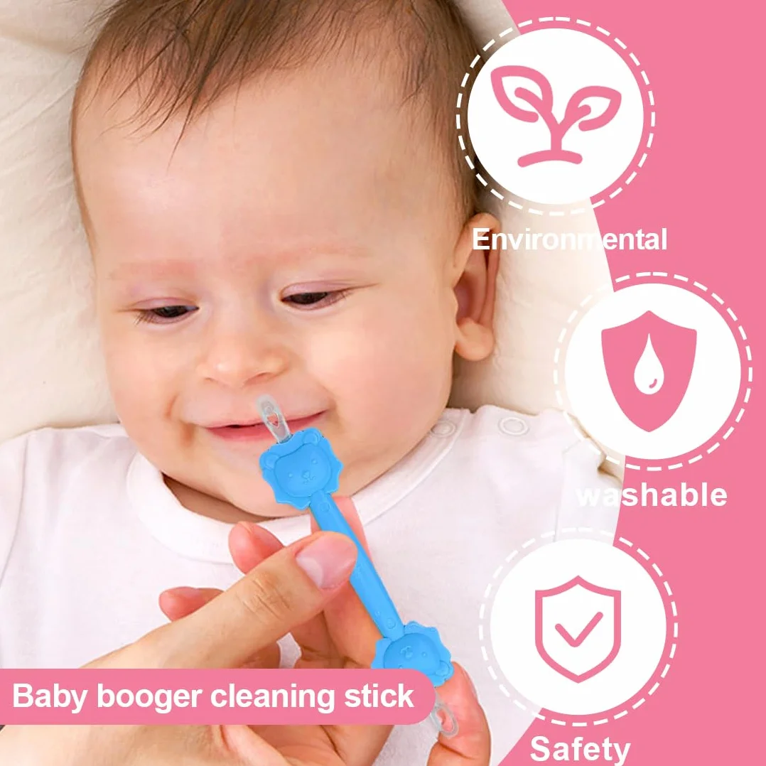 3 pezzi Nasenreiniger Baby, Igienico, Adatto per Casa e Viaggi, Silicone Orange Booger Remover Stick di Rimozione del Cerume, Uso Sicuro per la Cura del Neonato, Orecchie Bambini, Ear Cleaner