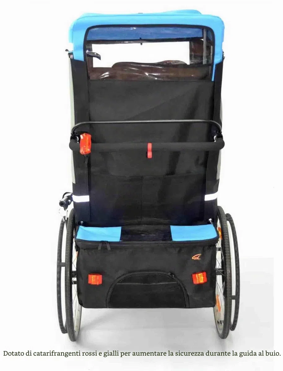 CAULO Rimorchio per Bicicletta Sedia a rotelle per Adulti Bicicletta Rimorchio Posteriore in Lega di Alluminio Assorbimento degli Urti Trattore Comodo Carrello Multifunzionale (Blue)