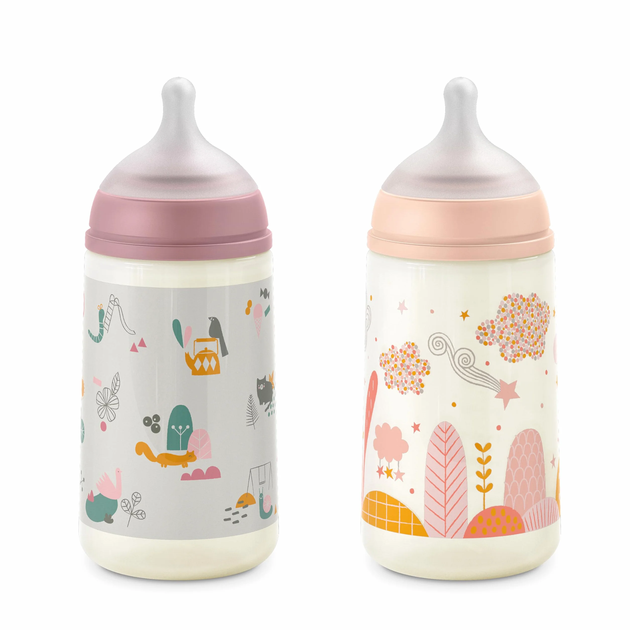 Suavinex, Set 2 Biberon Anti-Colica da 270 ml, con Tettarella Fisiologica in Silicone SX Pro, Flusso Medio (M), con Valvola Anti-Colica, per Bambini +3 Mesi. Rosa