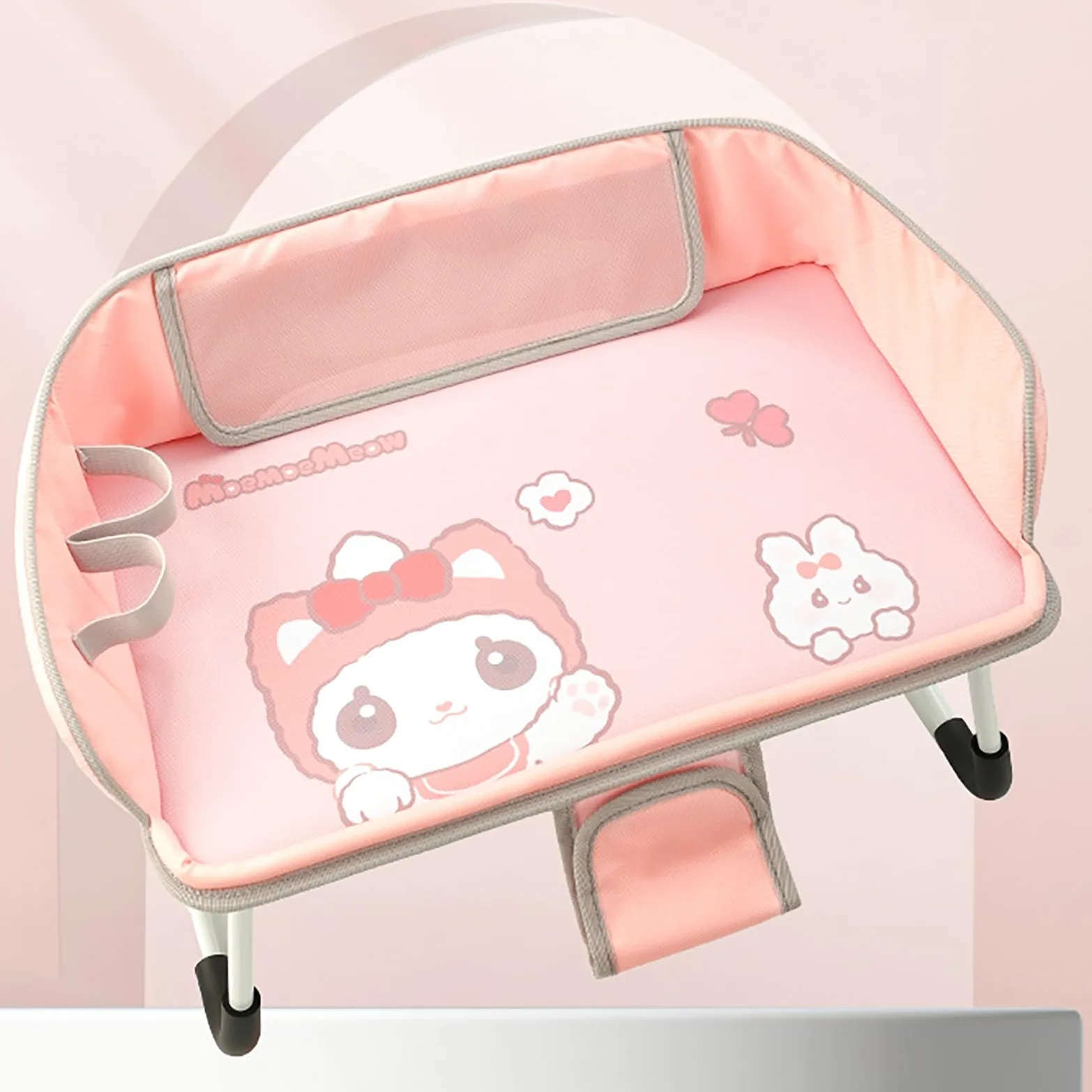 Organizer per seggiolino Auto con Spallacci Regolabili in Lunghezza, Auto Organizzatore Kick Mats Impermeabile Sedile Posteriore, Organizer per sedili Posteriori con(Pink)