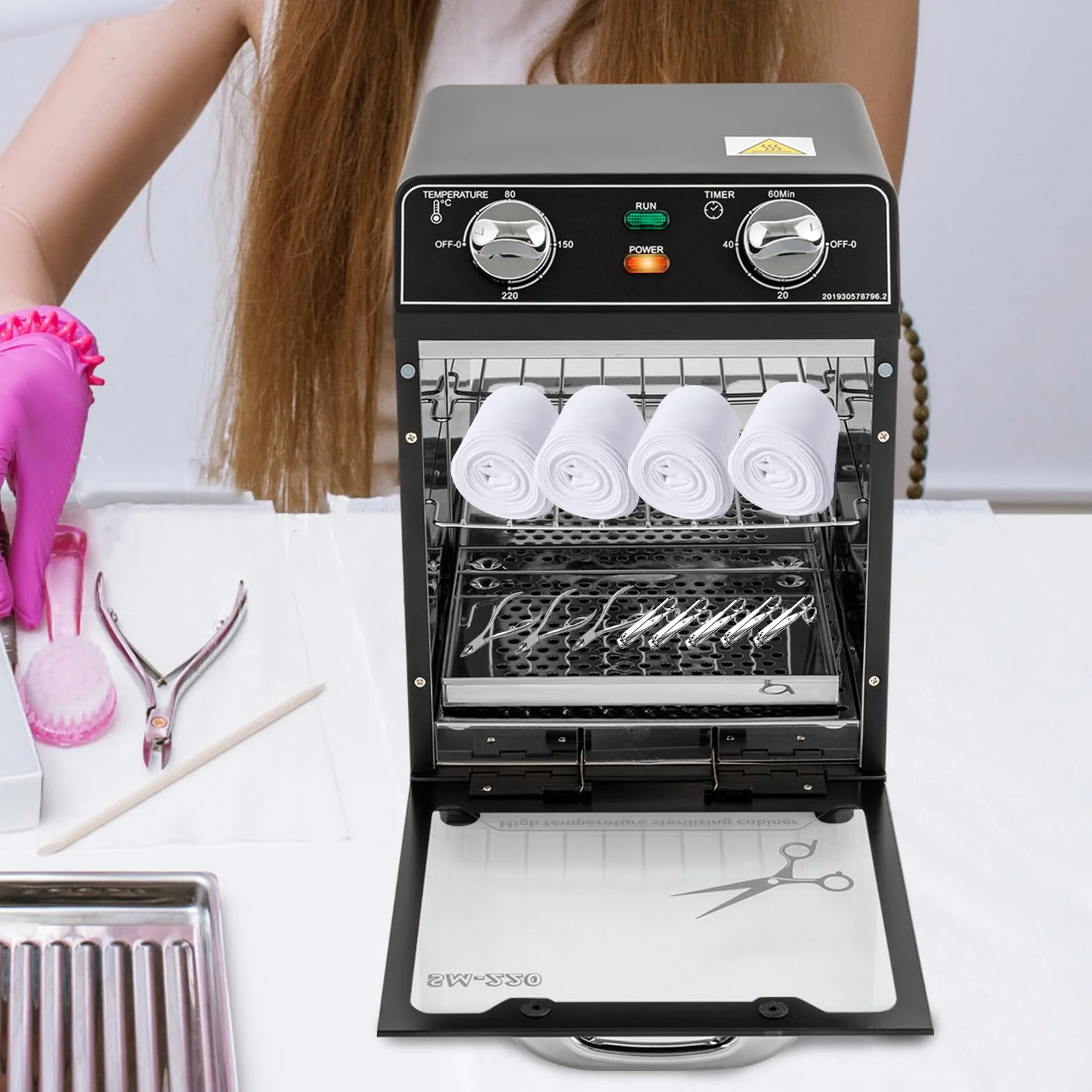 Sterilizzatore antivirus ad alta temperatura, compatto portatile, sterilizzatore ad alta temperatura, adatto per la disinfezione di asciugamani, strumenti per unghie, strumenti per parrucchieri,