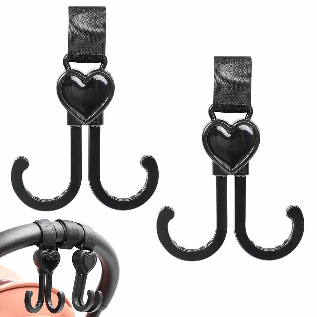 Gancio per Passeggino,a Forma di Cuore,con Chiusura in Velcro,per Borsa Fasciatoio,Borse,Borse Sospese,Zaini,Portafogli,Vestibilità Universale,Ganci Passeggino (1 Confezione)
