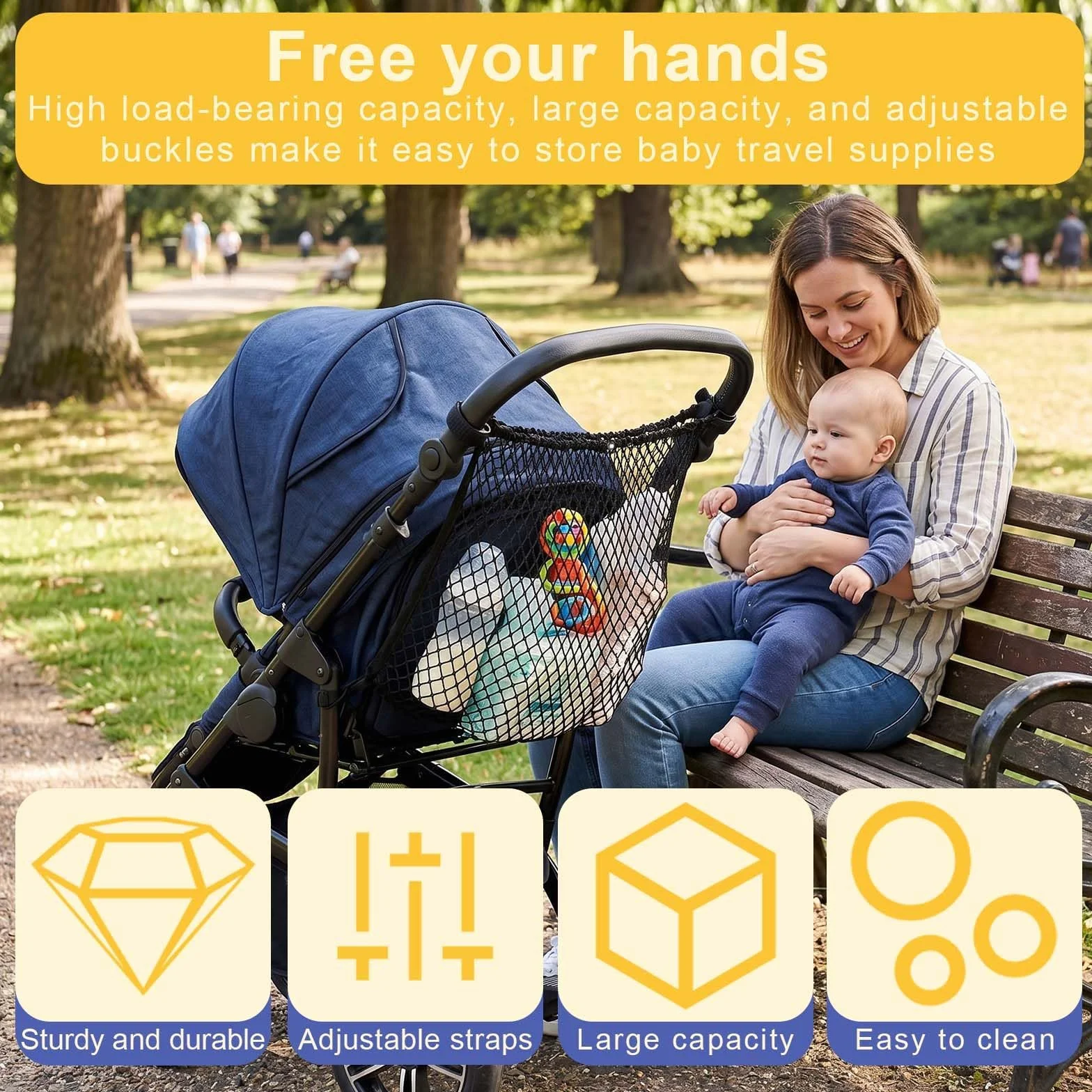 Borsa organizer per passeggino, Rete portaoggetti per passeggino, Borsa a rete per passeggino, Borsa a rete per passeggini, Borsa in Rete per Passeggini, adatti per passeggini, carrozzine per bambini