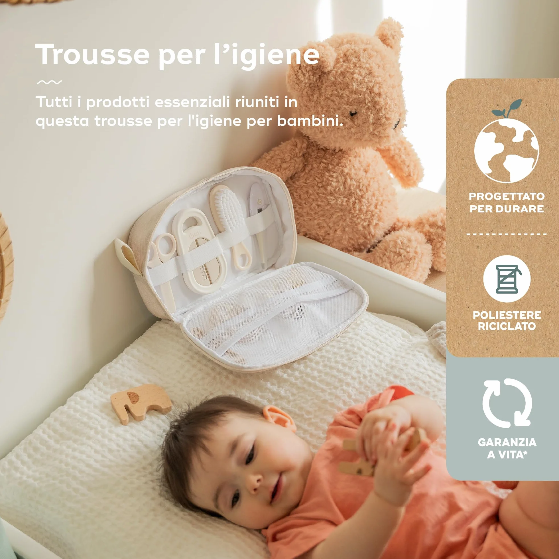 Babymoov Set per l'Igiene e Cura del Bambino, 9 Accessori Indispensabili, Color Sabbia