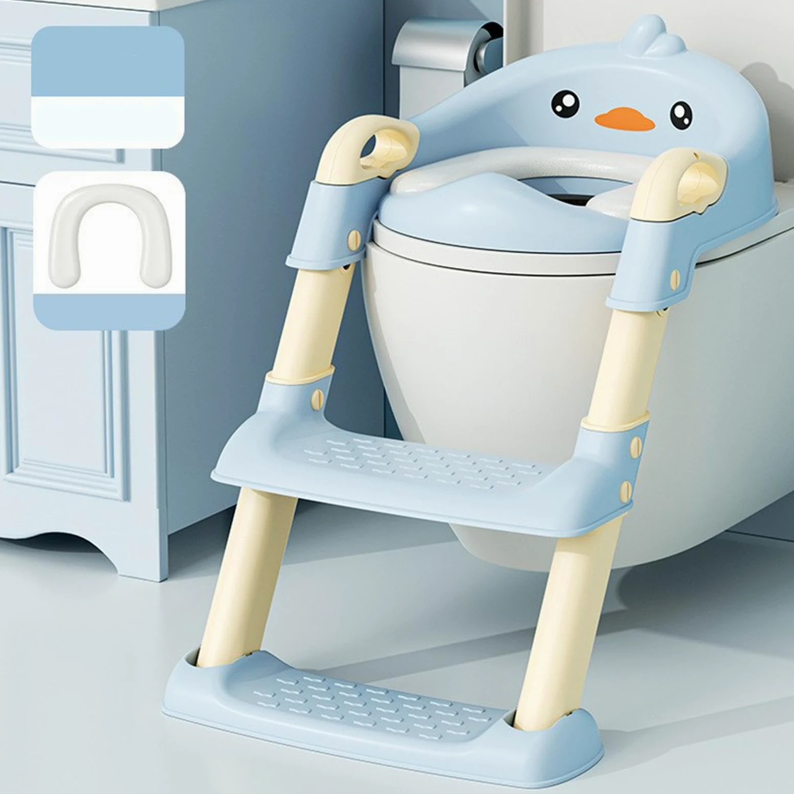 Scaletta WC per Bambini Scaletta per WC Ergonomica con Simpatici Cartoni | Pieghevole Scaletta Con Seggiolino Addestramento Vasino, Simpatico Design Cartone Animato, Bagno Bambini