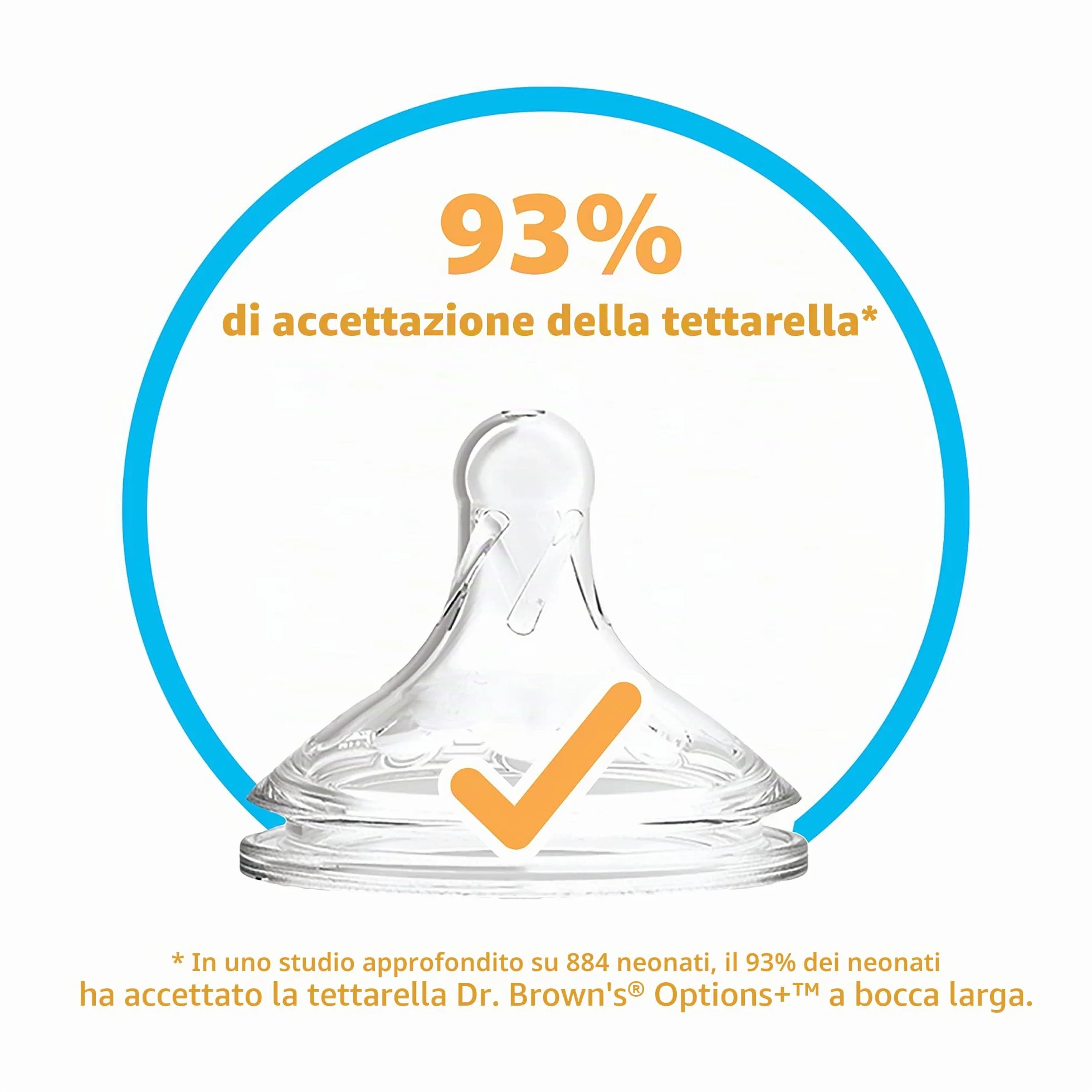 Dr. Brown'S Options +, Biberon a bocca larga, 150 ml, trasparente