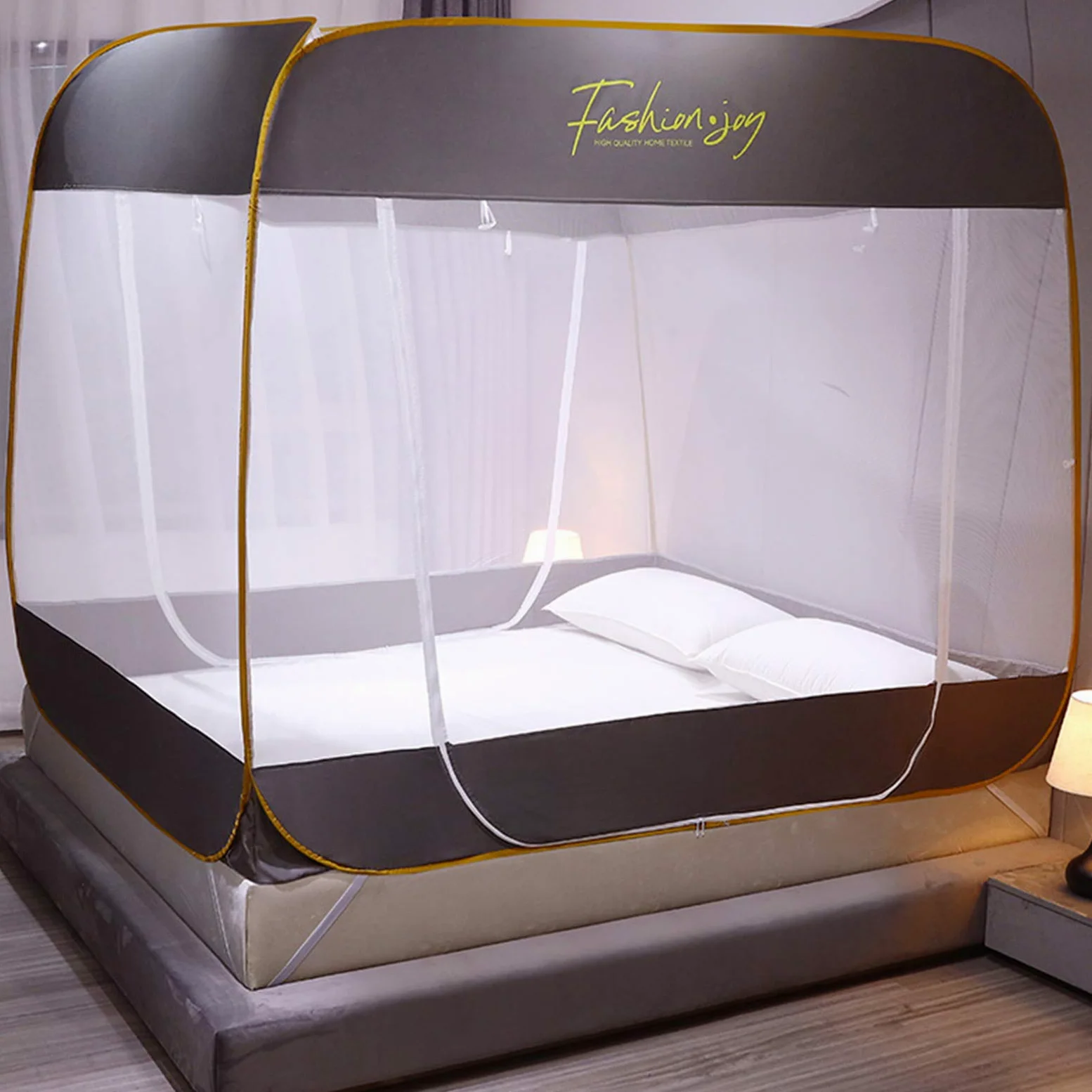 Zanzariera per Letto a baldacchino, Campeggio, Matrimoniale, Portatile, da Viaggio, per casa, antizanzare, Pieghevole, a comparsa, per Letto, Grigia - 1,5 * 2,0 m