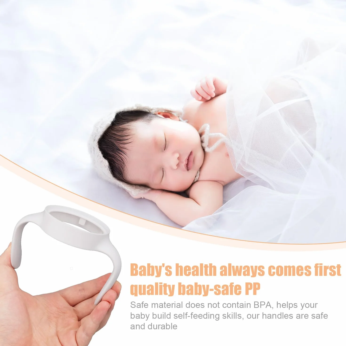 BOXOB 4pz Manici per Biberon per Mam, Supporti Ergonomici Biberon Impugnatura Facile Antiscivolo Ideale Supportare i Bambini nella Transizione al Bere in Modo Indipendente (Bianco)