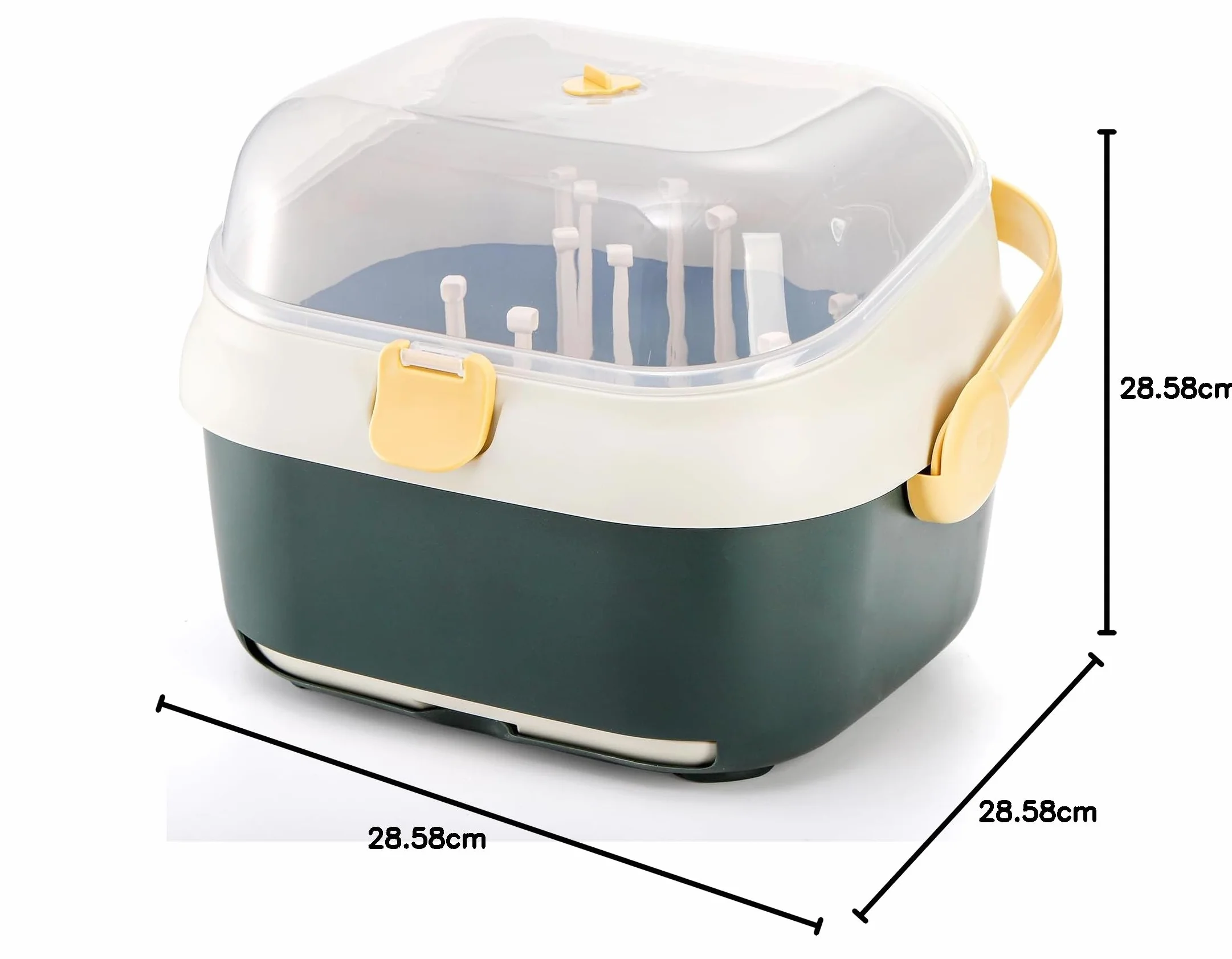 Kingrol Scolapiatti per biberon con coperchio per casa, cucina, viaggi, grande capacità, organizer per biberon con fori di drenaggio per bottiglie, tettarelle, tazze, pompa parti e accessori