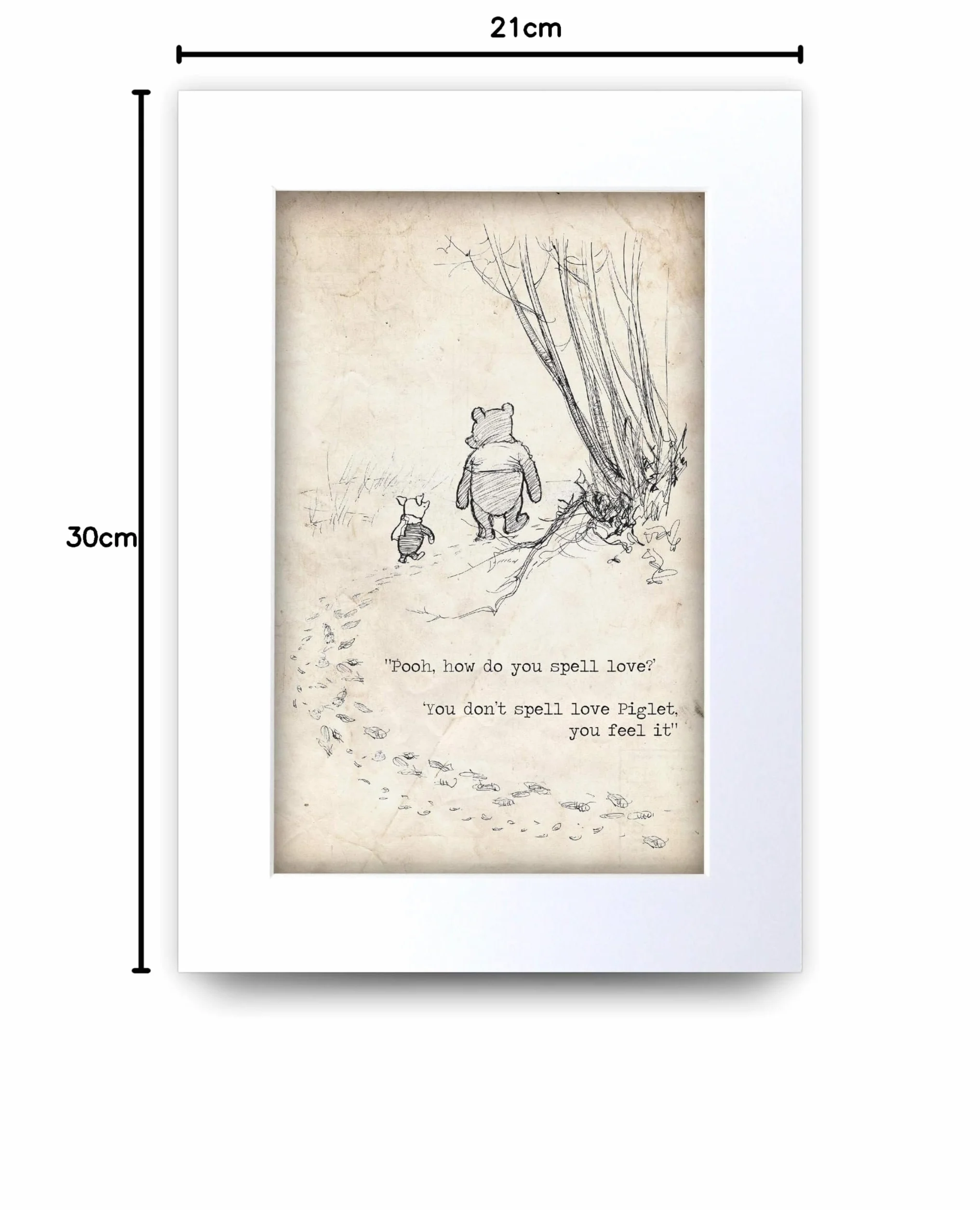 HWC Trading Winnie the Pooh Spell Feel Love A4 con citazione stampata per cameretta dei bambini, idea regalo per la camera da letto