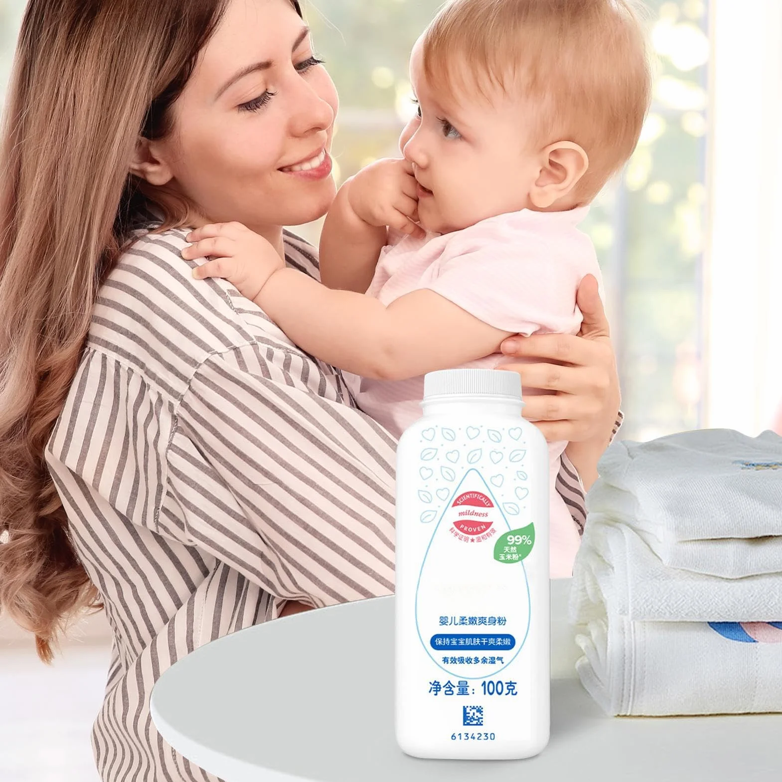 Senza talco in polvere per bambini - amido di mais per bambini biologici polvere di polvere, polvere di polvere secca | Formula di base vegetale bambino, calmante e raffreddamento 'umidità natural