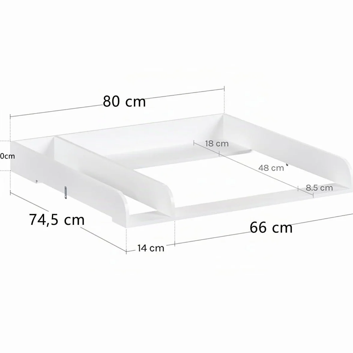 WOLTU Fasciatoio per Cassettiera Universale, Piano Fasciatoio con Divisorio Rimovibile, Fissaggio Sicuro con Pezzi Metallici, in MDF, Bianco