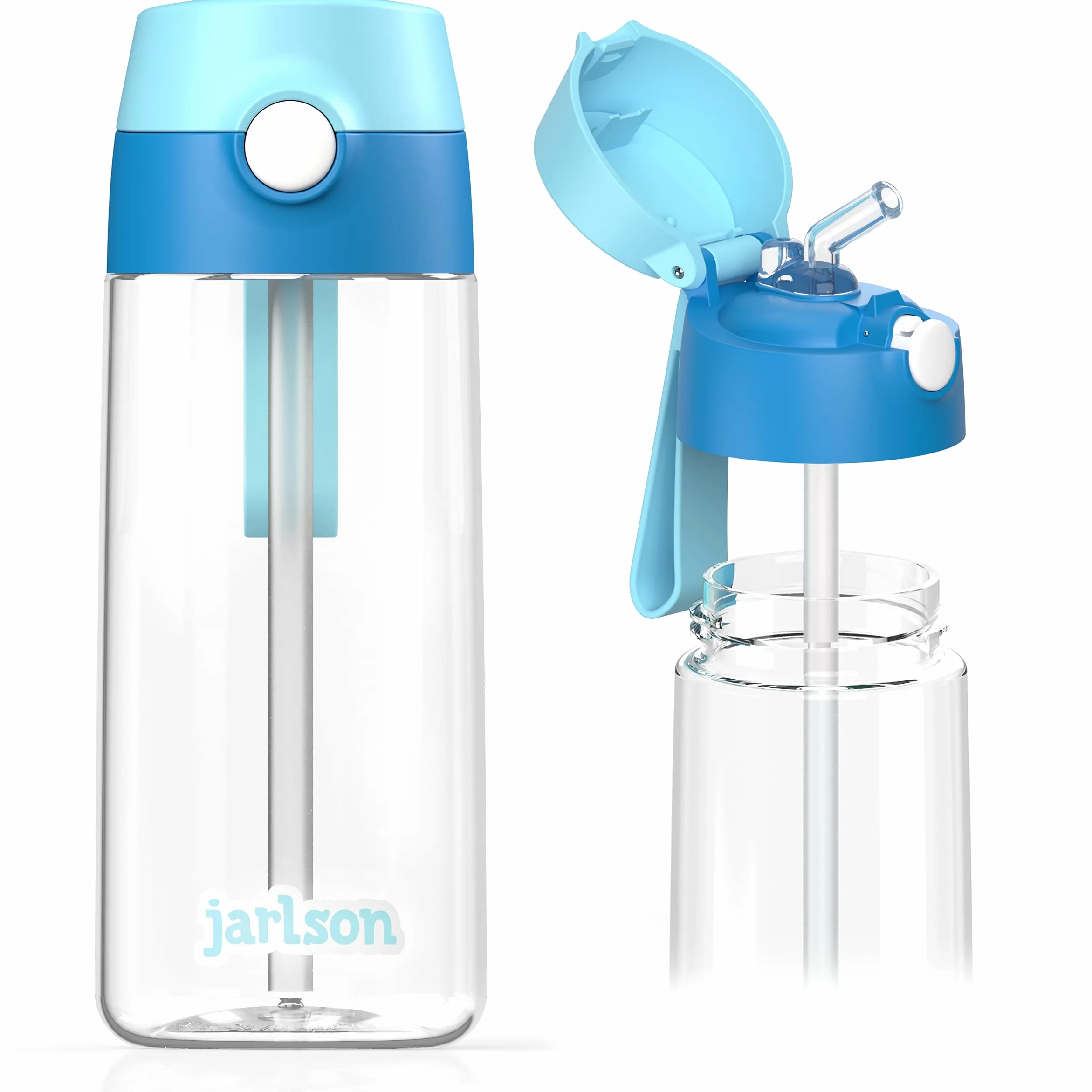 JARLSON® Borraccia Bambini EMI [500ML] - Borracce Antigoccia per Bimbi con Cannuccia - Bottiglia per Bambino e Bambina Lavabile in Lavastoviglie - Senza BPA e Ftalati - Ideale per Asilo e Scuola (Blu)