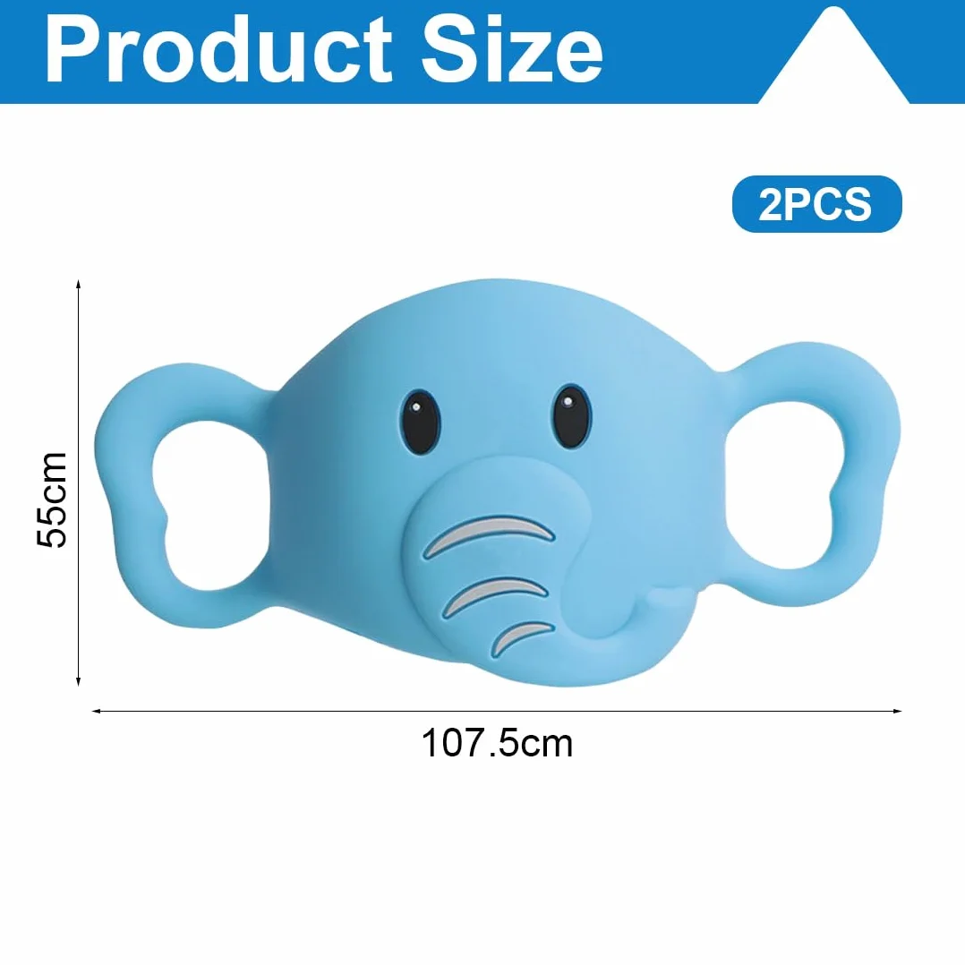 SGERUFZ 2 Maniglia Universale per Biberon, Maniglia Elefante Blu, Maniglia in Silicone, Taglia Universale